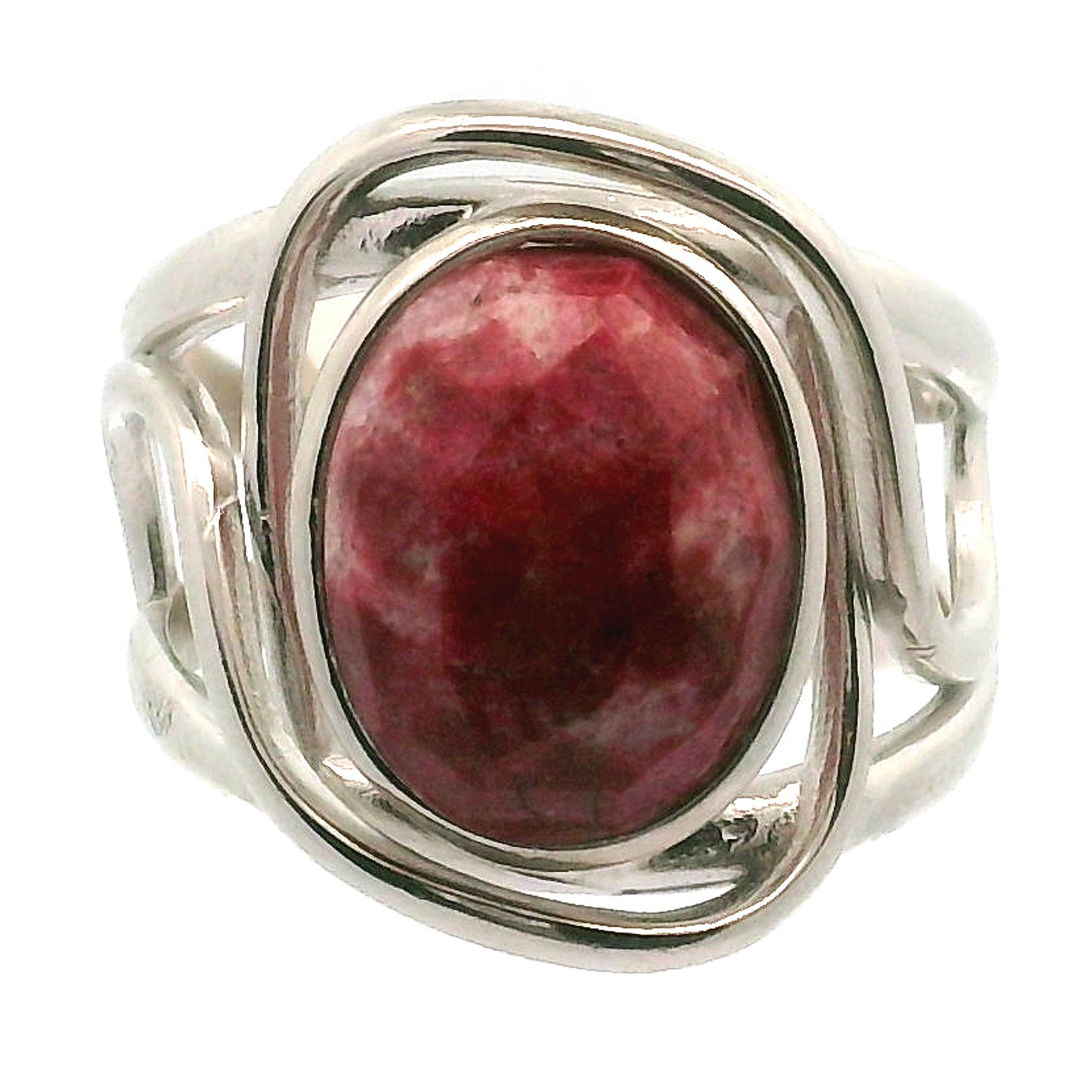 Thulite Rose Cut Cuff Ring .925 Silver for Expressing Love and Experiencing Pleasure