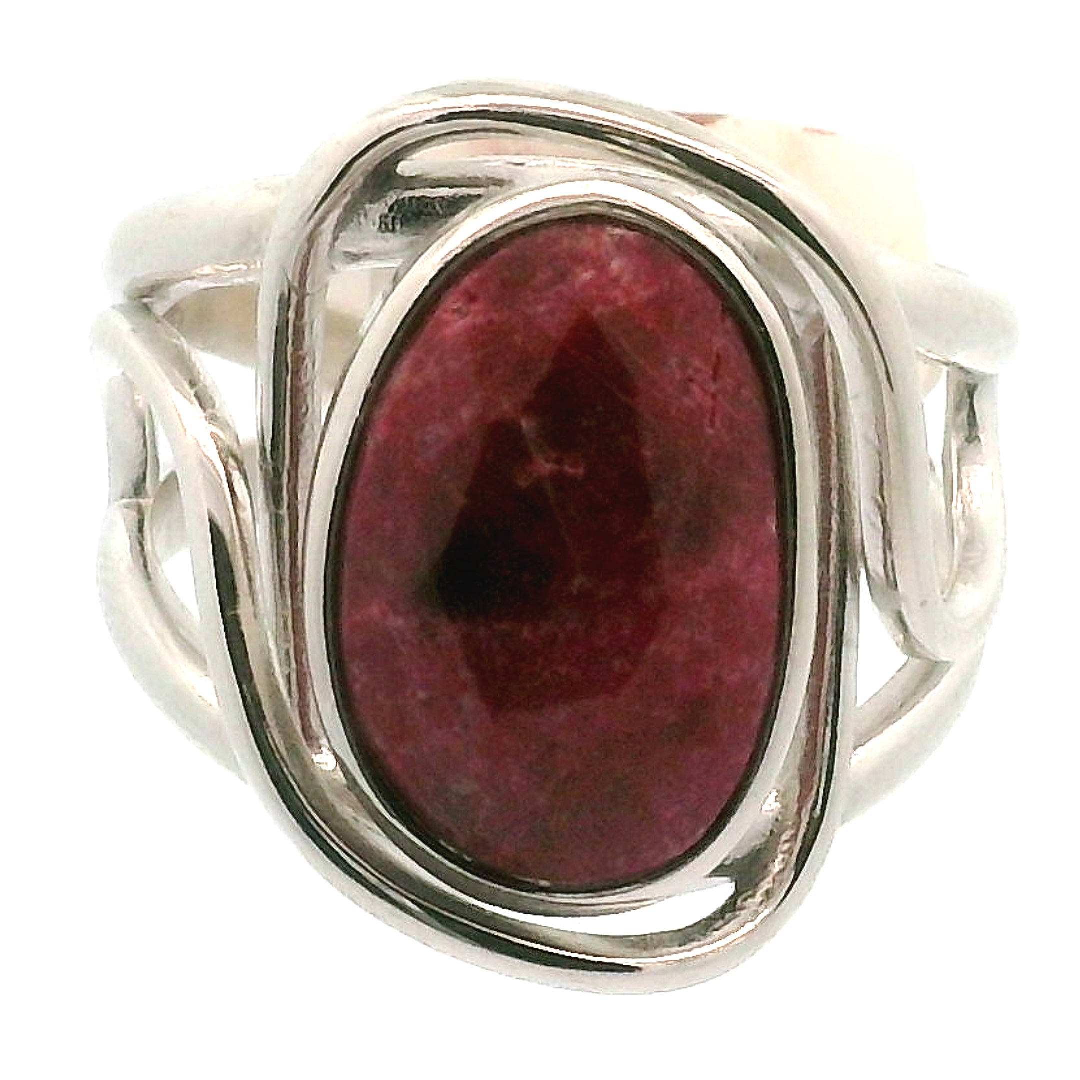 Thulite Rose Cut Cuff Ring .925 Silver for Expressing Love and Experiencing Pleasure