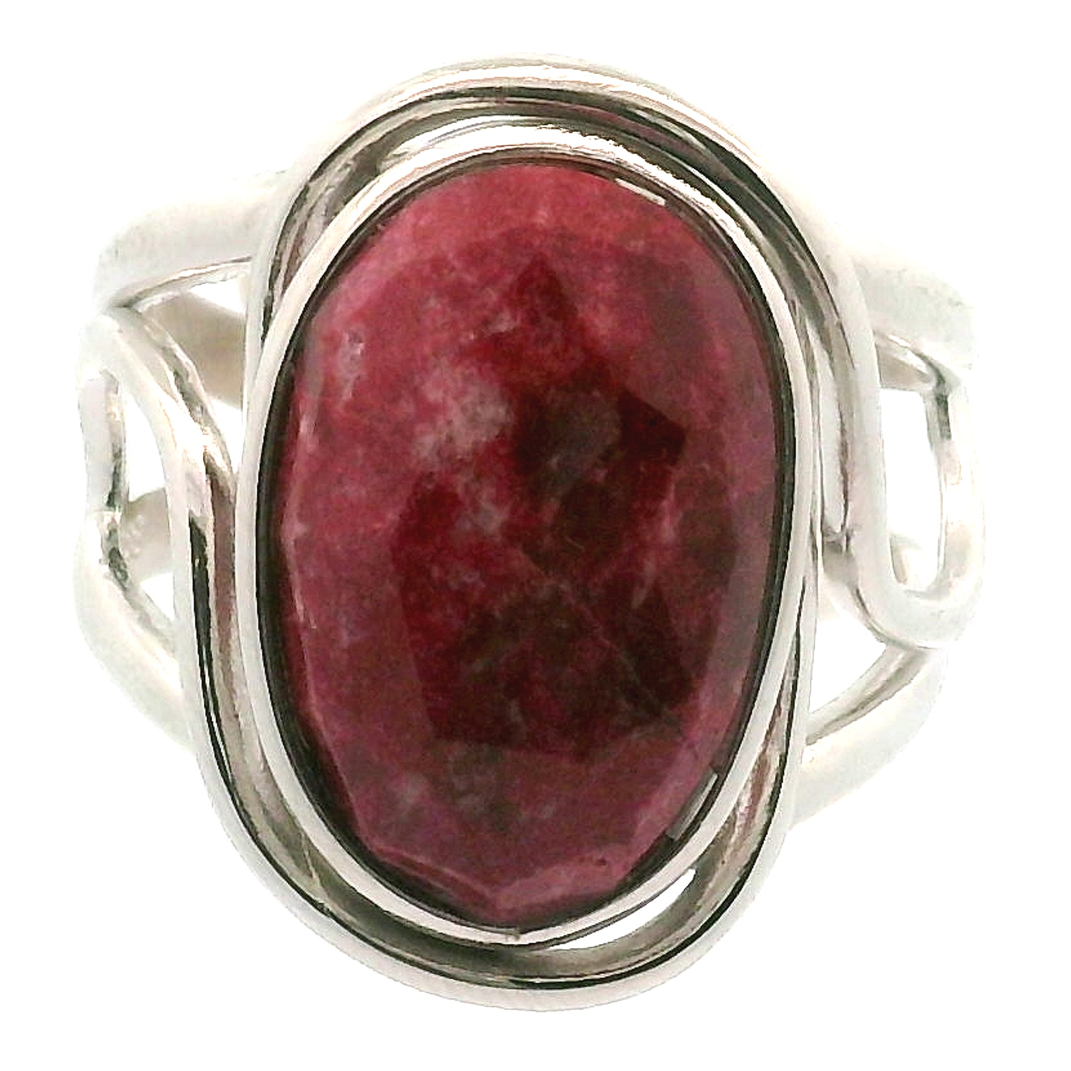 Thulite Rose Cut Cuff Ring .925 Silver for Expressing Love and Experiencing Pleasure