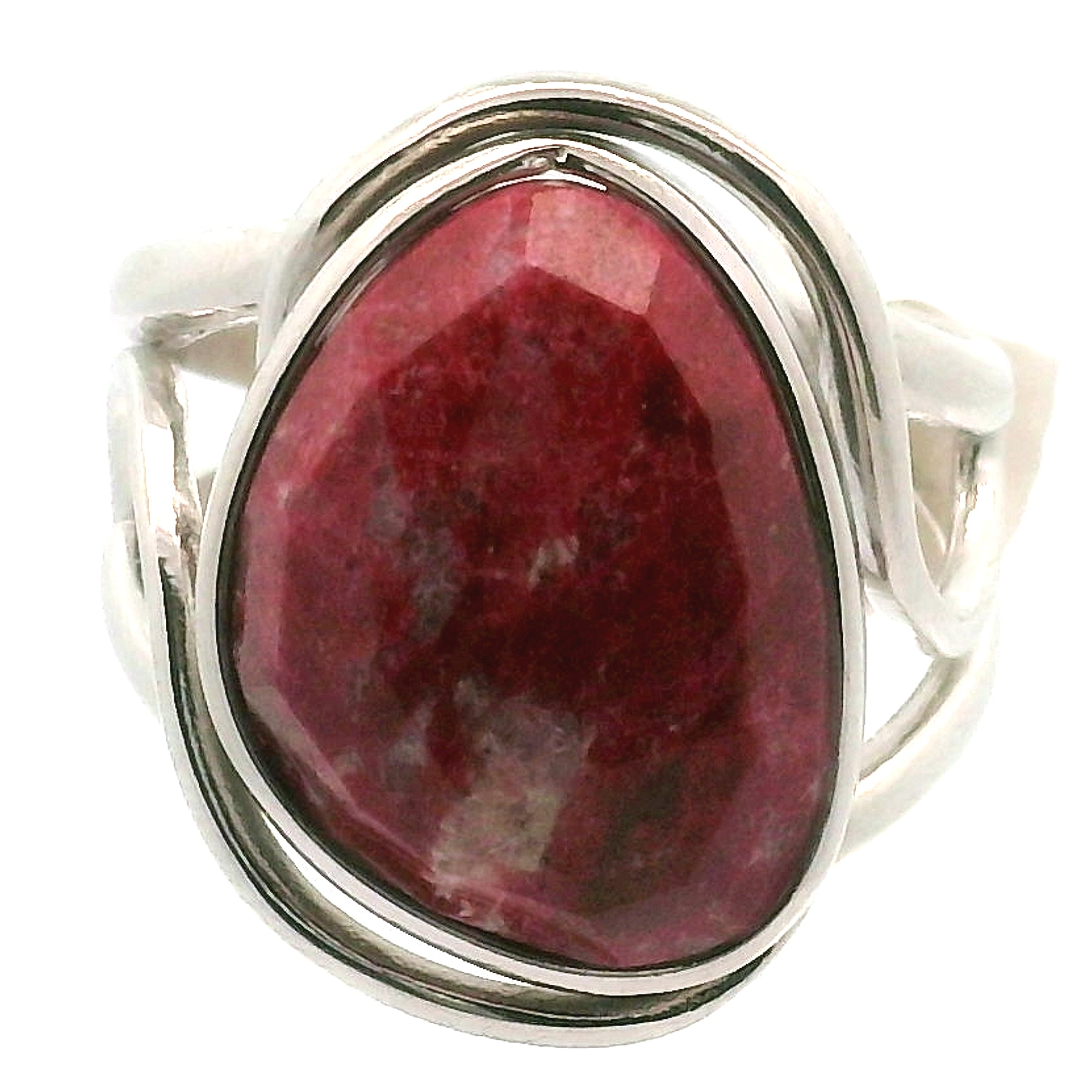 Thulite Rose Cut Cuff Ring .925 Silver for Expressing Love and Experiencing Pleasure