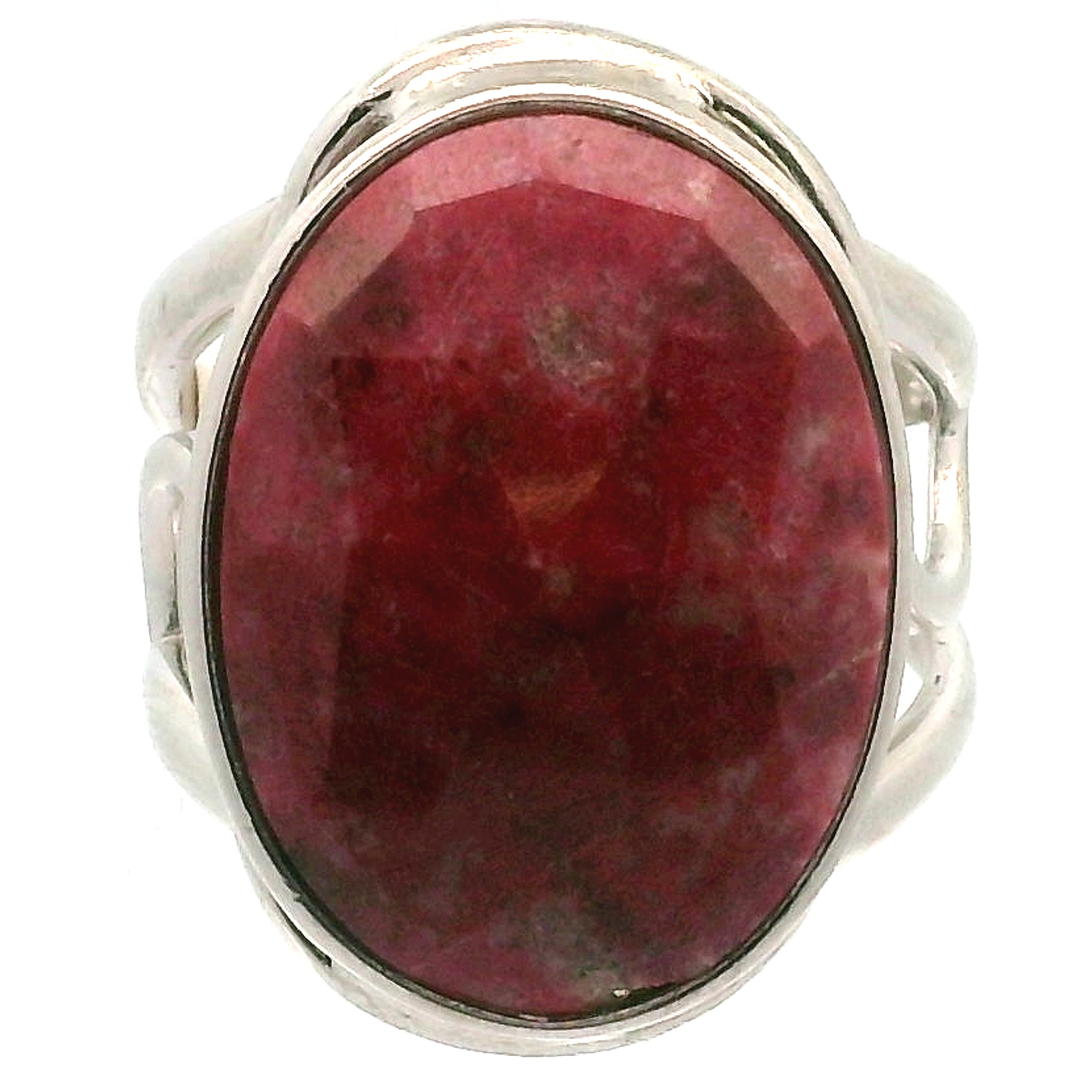 Thulite Rose Cut Cuff Ring .925 Silver for Expressing Love and Experiencing Pleasure