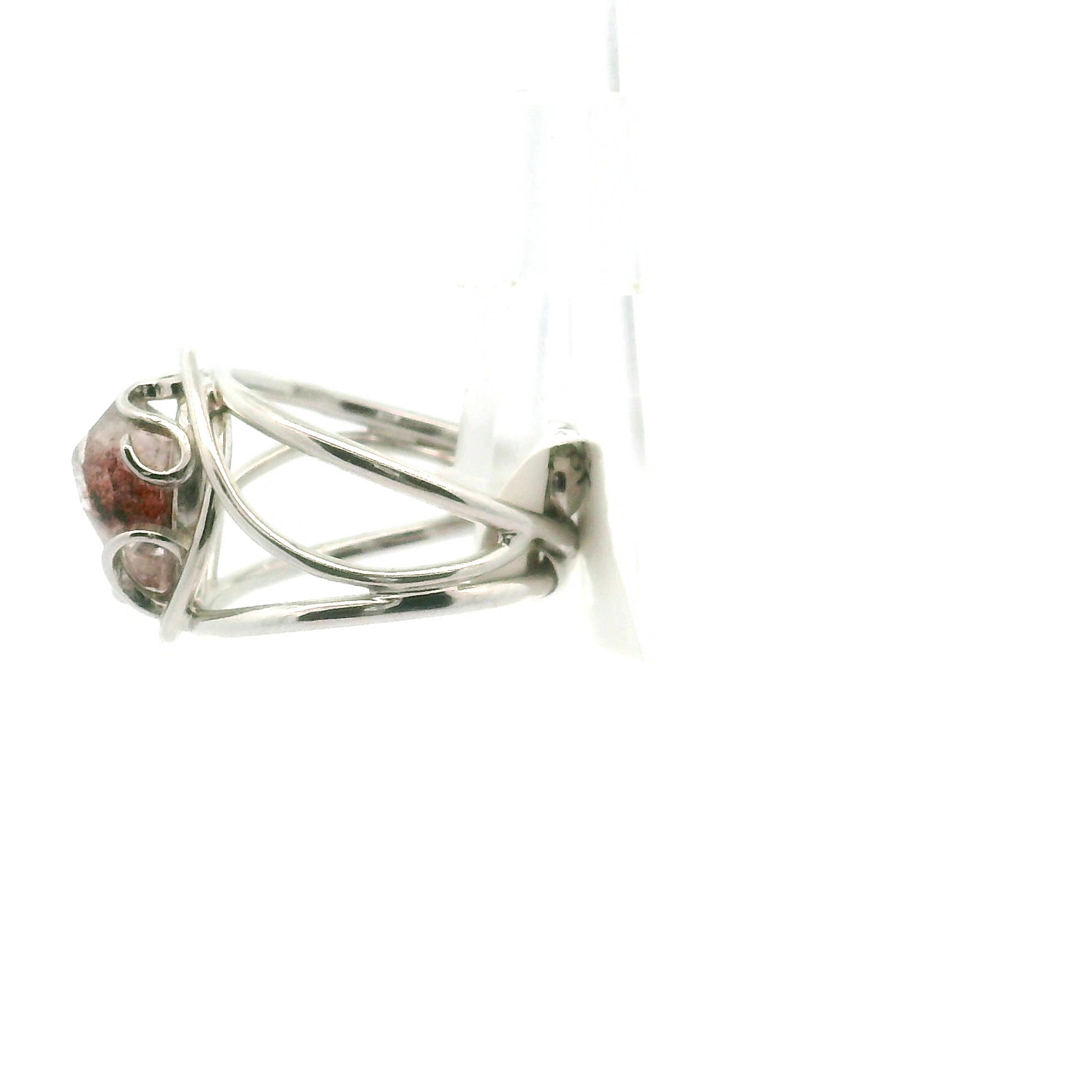 Lepidocrocite Phantom in Quartz DT Ring Cuff .925 Silver for Harmonizing Relationships and Emotional Healing