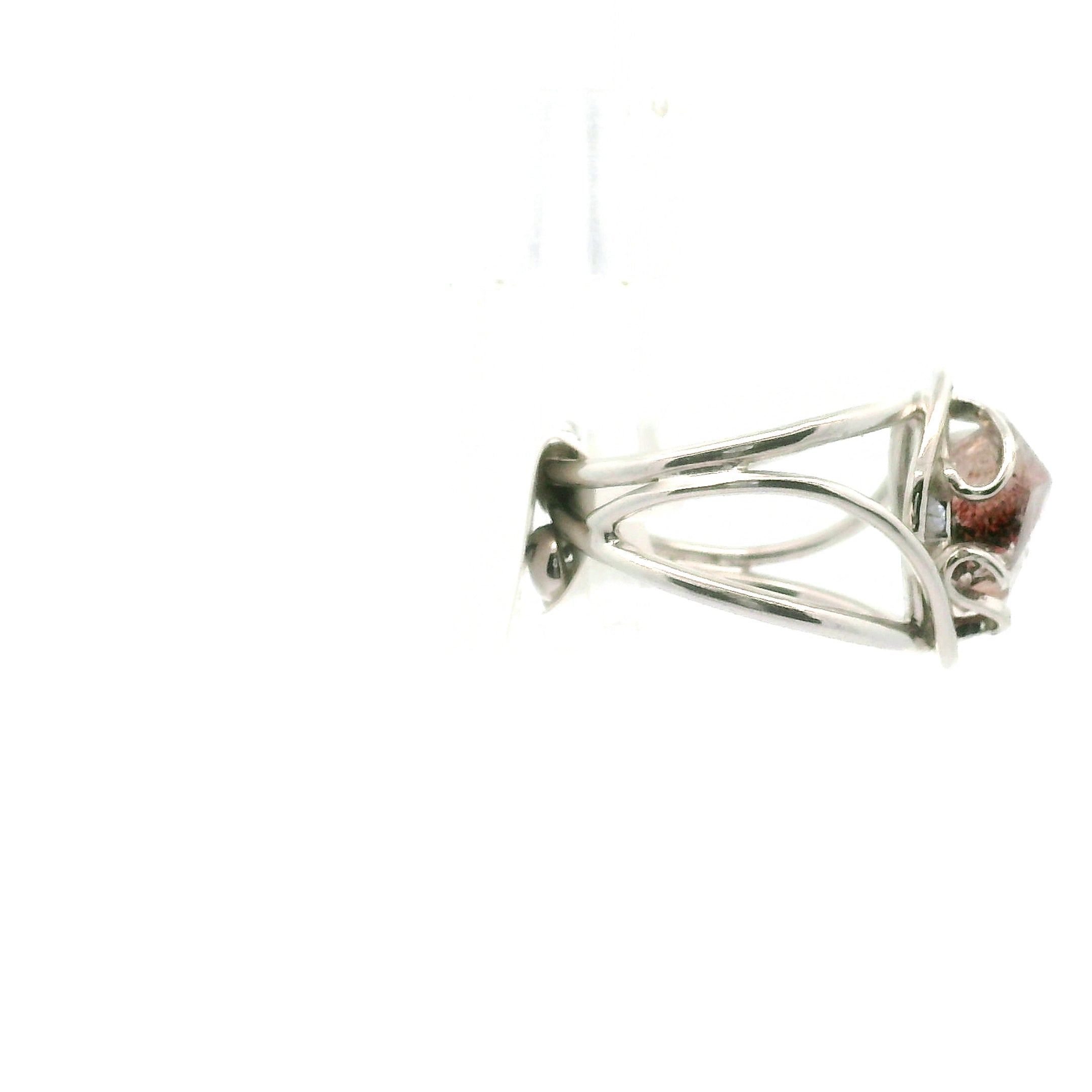 Lepidocrocite Phantom in Quartz DT Ring Cuff .925 Silver for Harmonizing Relationships and Emotional Healing