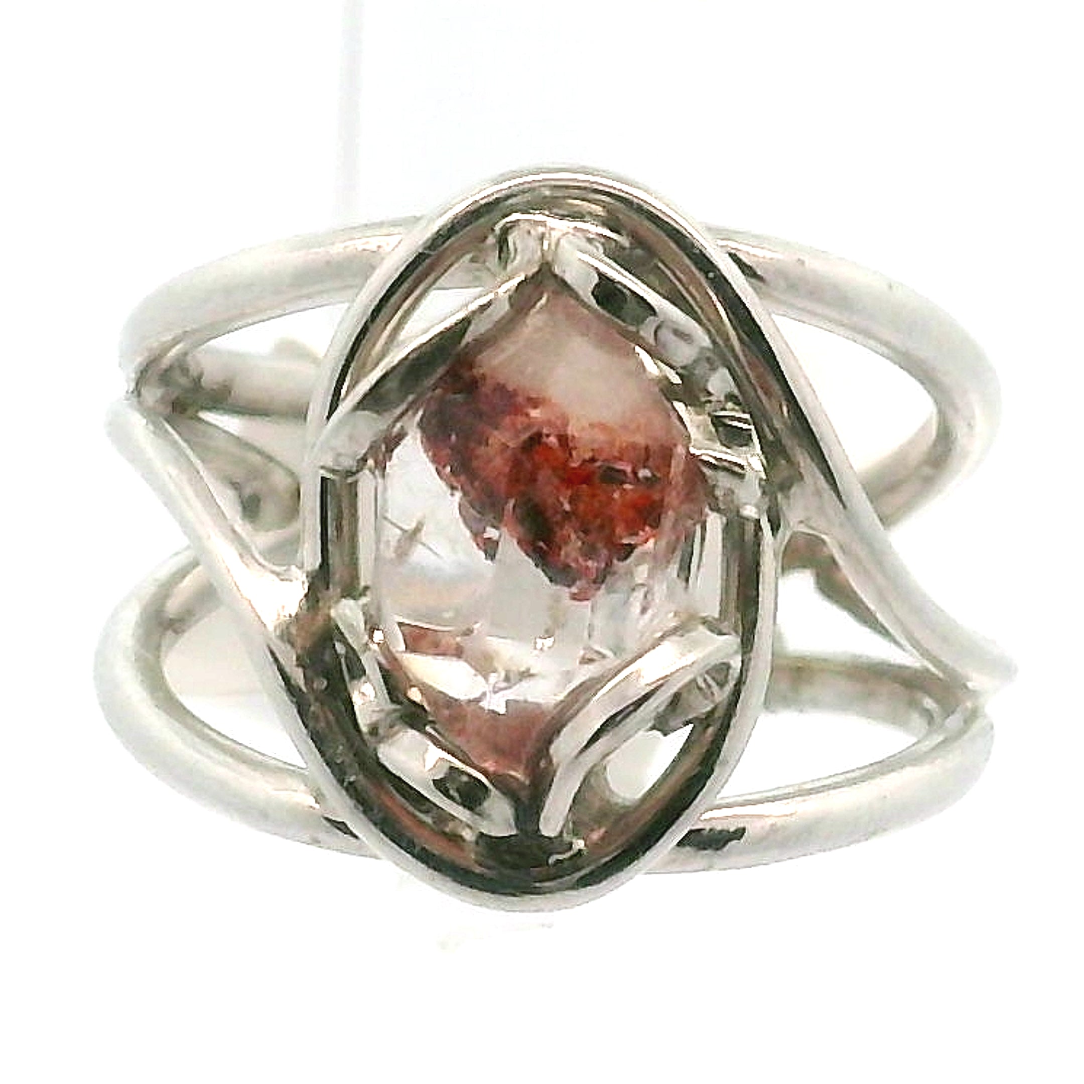 Lepidocrocite Phantom in Quartz DT Ring Cuff .925 Silver for Harmonizing Relationships and Emotional Healing