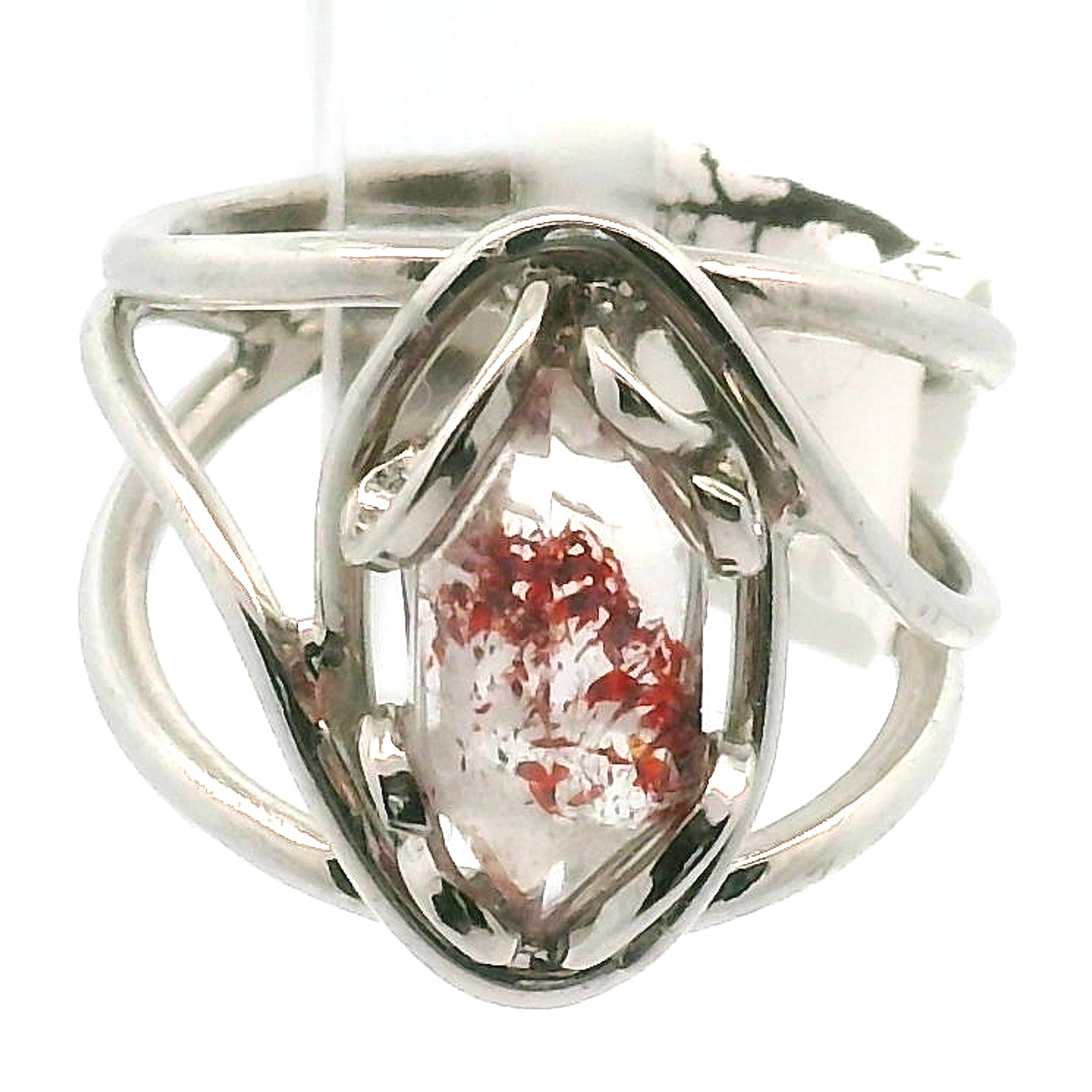Lepidocrocite Phantom in Quartz DT Ring Cuff .925 Silver for Harmonizing Relationships and Emotional Healing