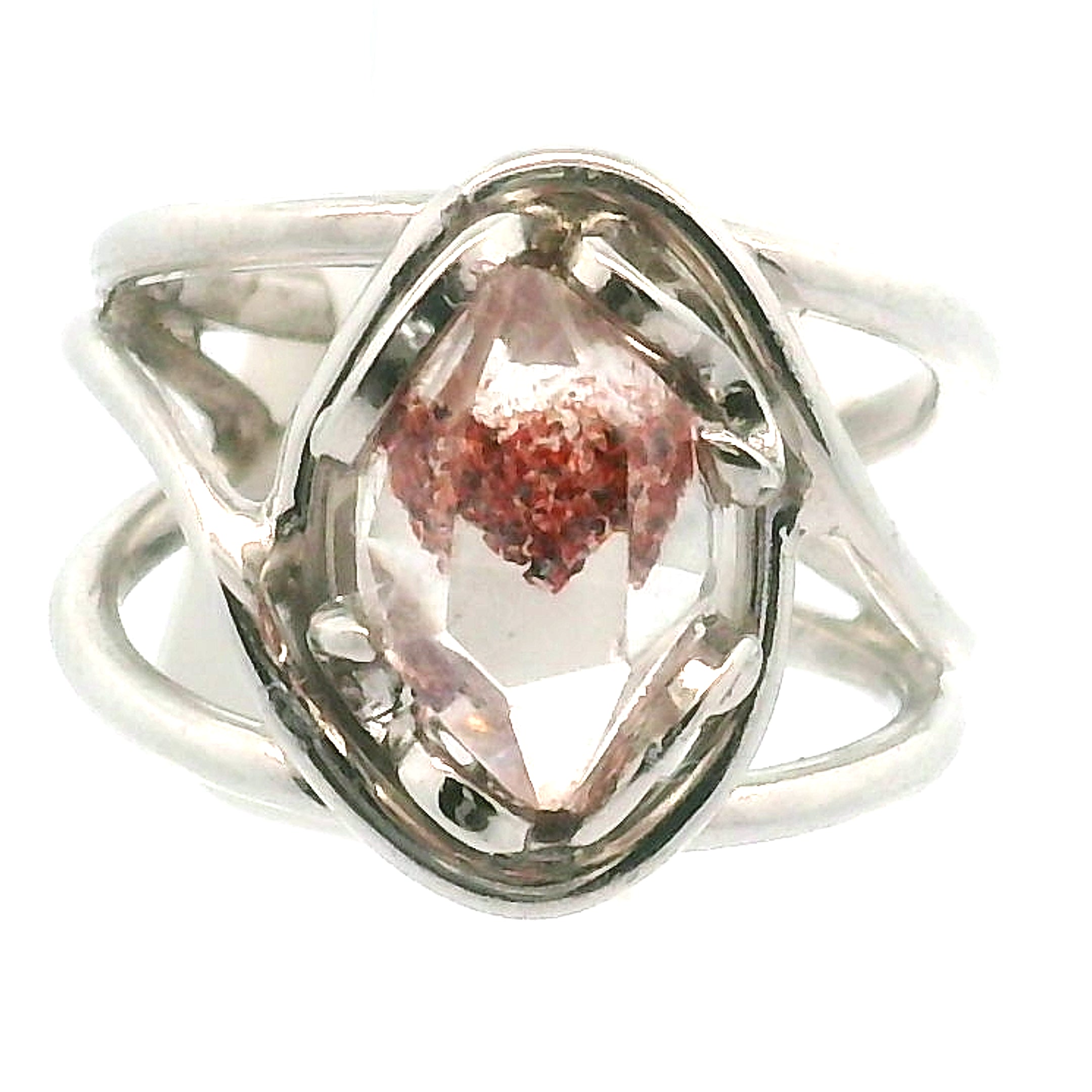 Lepidocrocite Phantom in Quartz DT Ring Cuff .925 Silver for Harmonizing Relationships and Emotional Healing