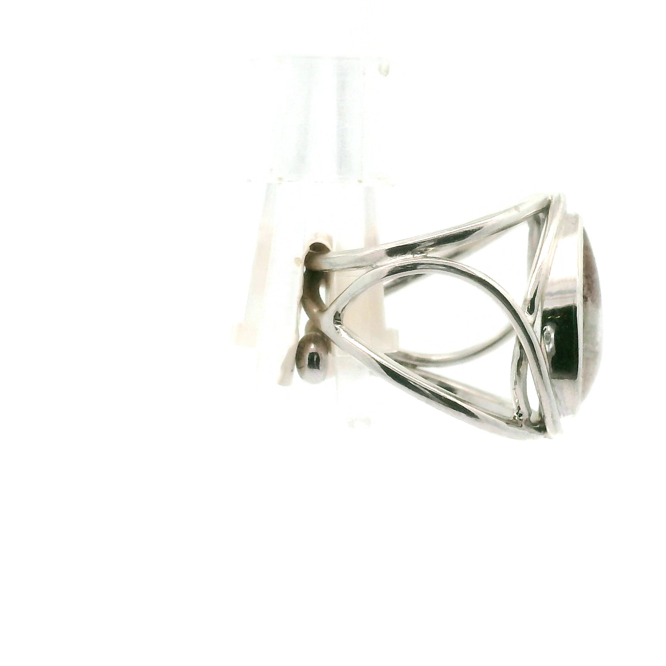 Lepidocrocite Phantom in Quartz Finger Cuff Adjustable Ring .925 Silver for Harmonizing Relationships and Emotional Healing