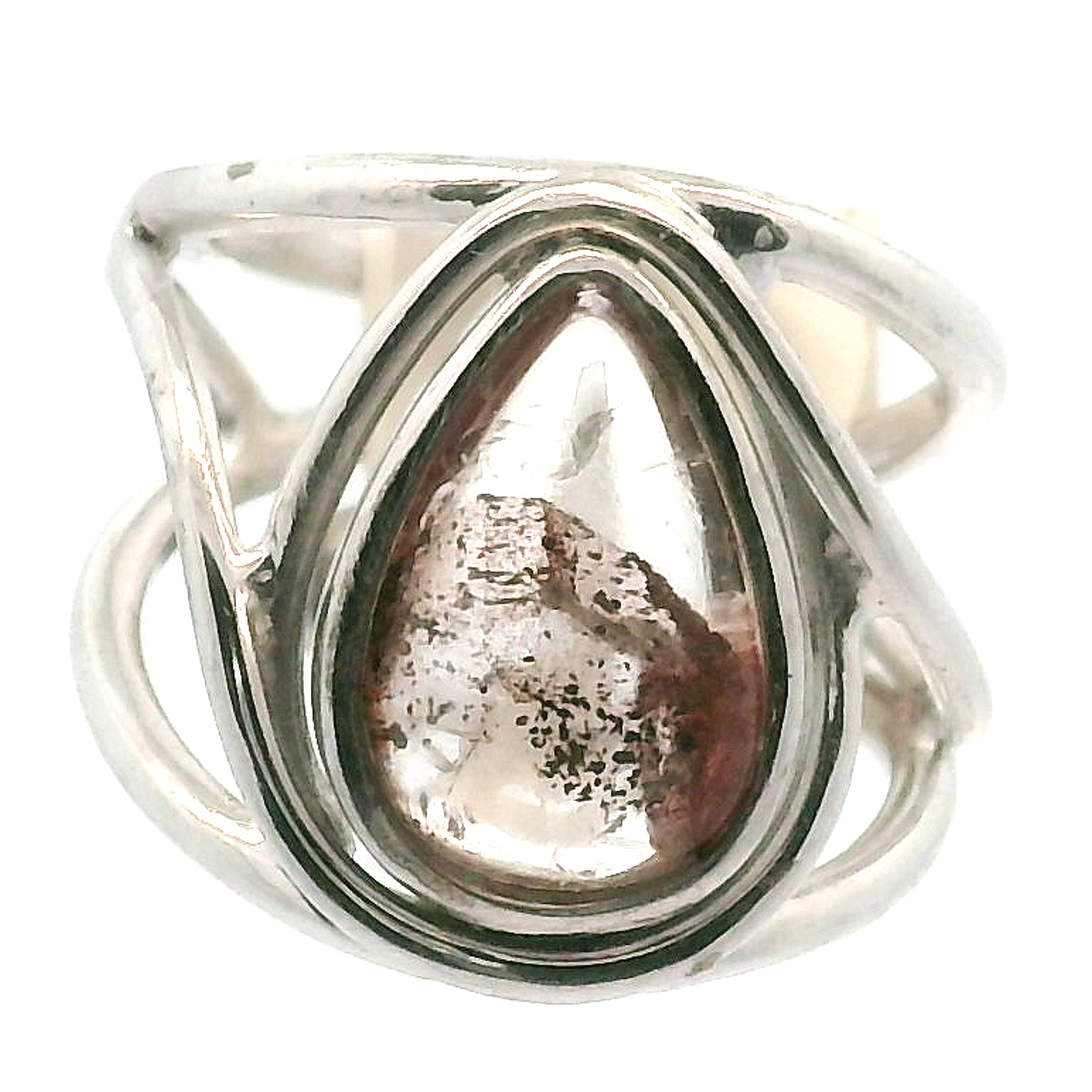Lepidocrocite Phantom in Quartz Finger Cuff Adjustable Ring .925 Silver for Harmonizing Relationships and Emotional Healing