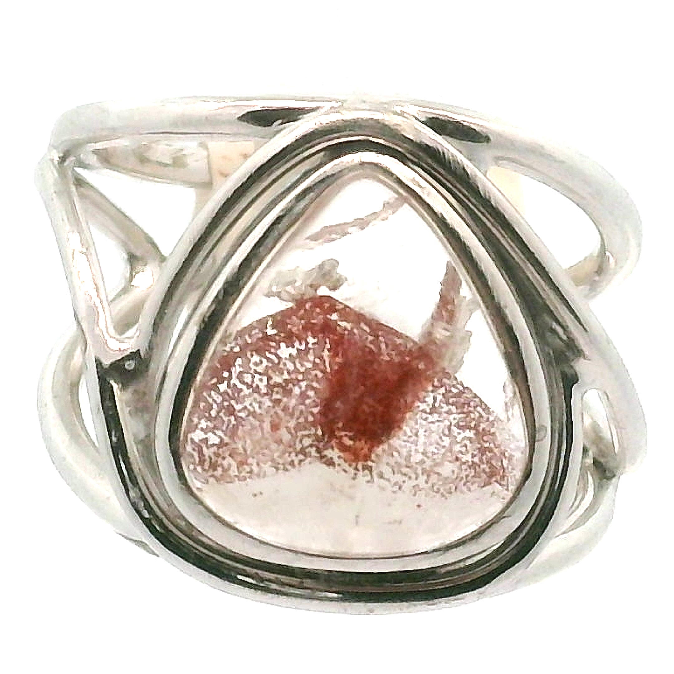Lepidocrocite Phantom in Quartz Finger Cuff Adjustable Ring .925 Silver for Harmonizing Relationships and Emotional Healing