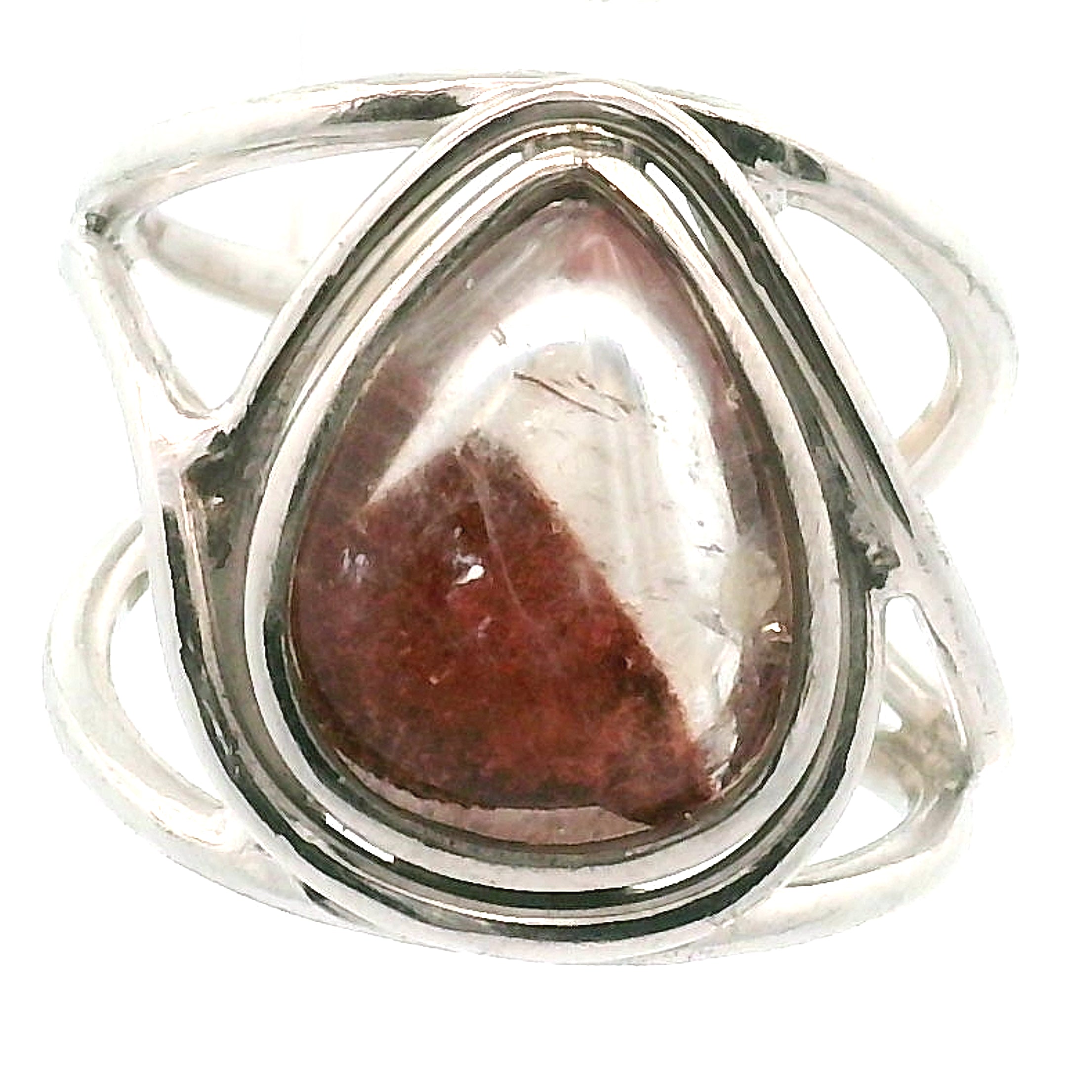 Lepidocrocite Phantom in Quartz Finger Cuff Adjustable Ring .925 Silver for Harmonizing Relationships and Emotional Healing