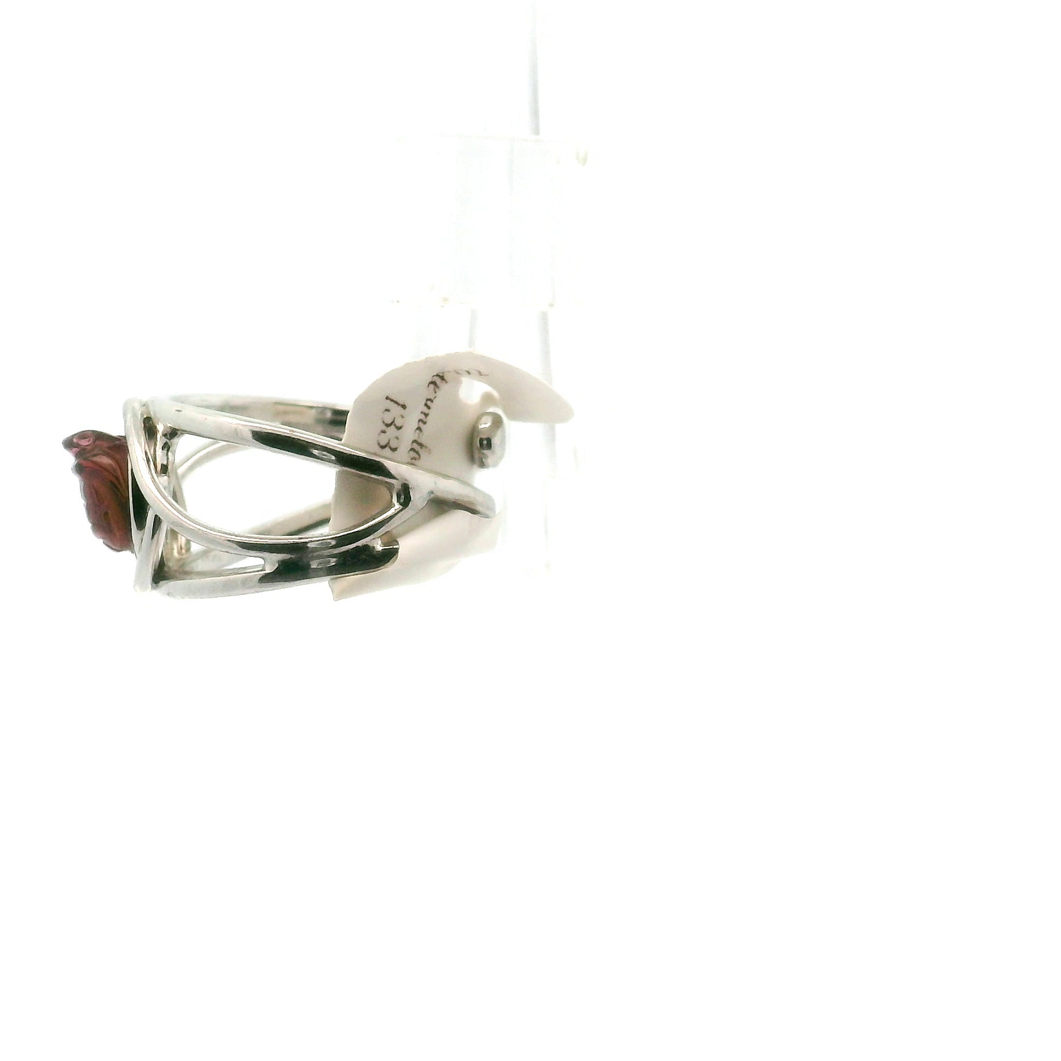 Watermelon Tourmaline Turtle Cuff Ring .925 Silver for Profound Heart Healing