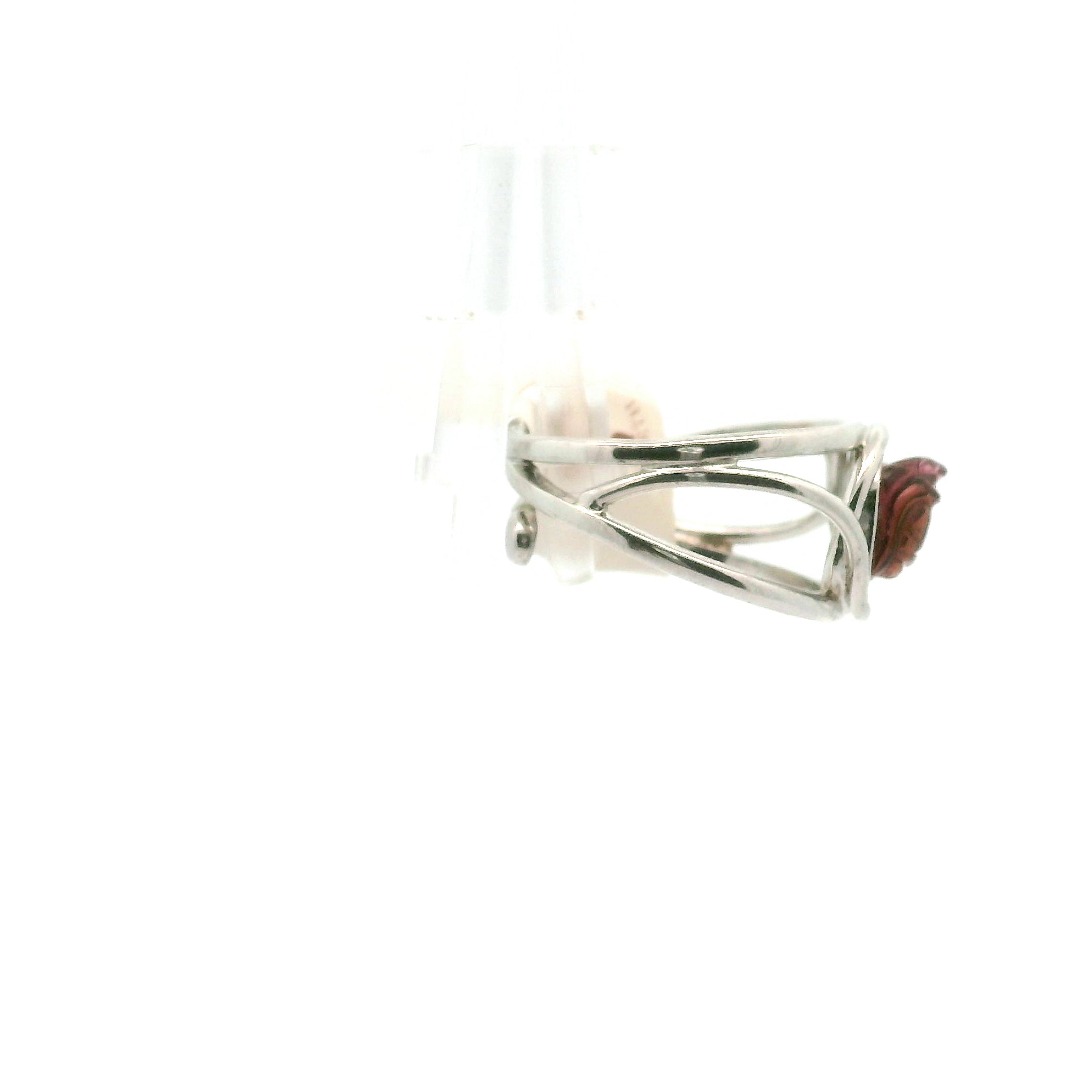 Watermelon Tourmaline Turtle Cuff Ring .925 Silver for Profound Heart Healing