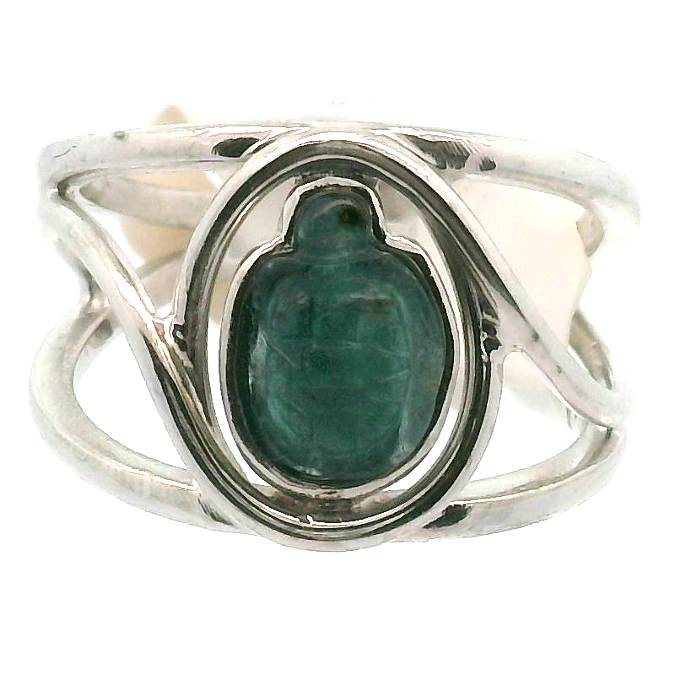 Watermelon Tourmaline Turtle Cuff Ring .925 Silver for Profound Heart Healing