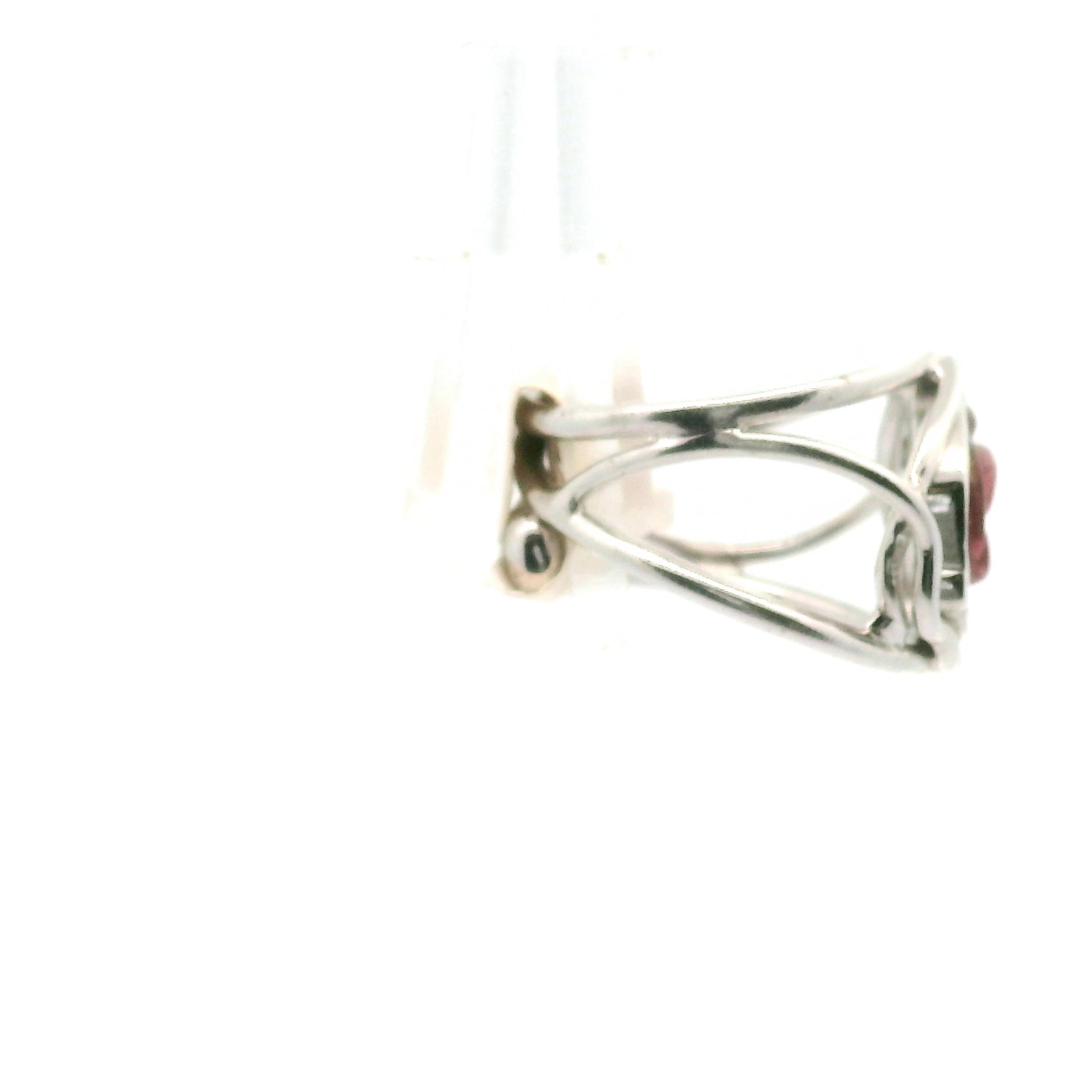 Pink Tourmaline Rose Finger Cuff Adjustable Ring .925 Silver for Attracting Love, Harmony and Joy