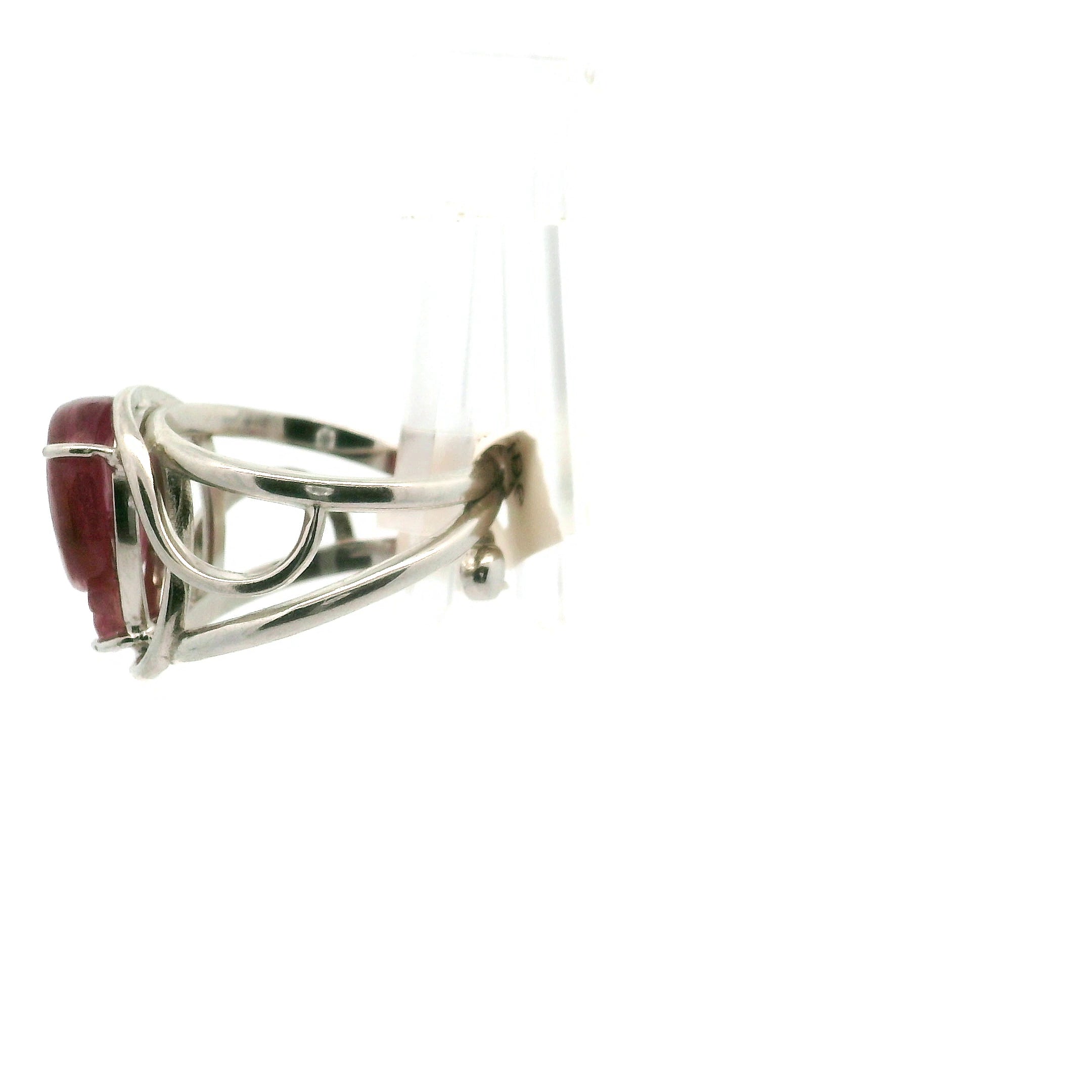 Red Tourmaline Carved Ruyi Finger Bracelet Adjustable Ring for Revitalizing your Passion for Life