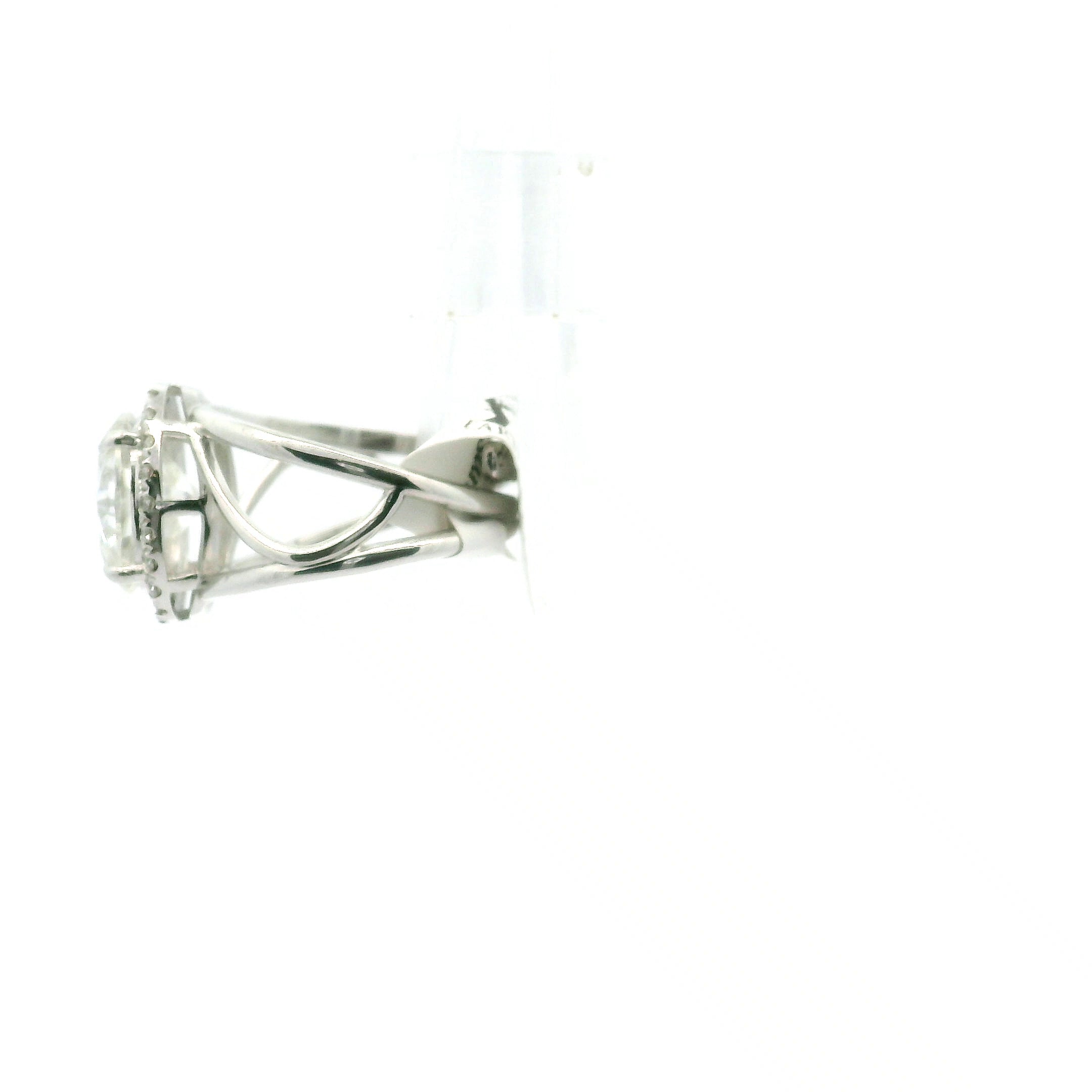 White Moissanite Pavé Cuff Ring .925 Silver for Enlightenment, Inner Peace & Spiritual Transformation