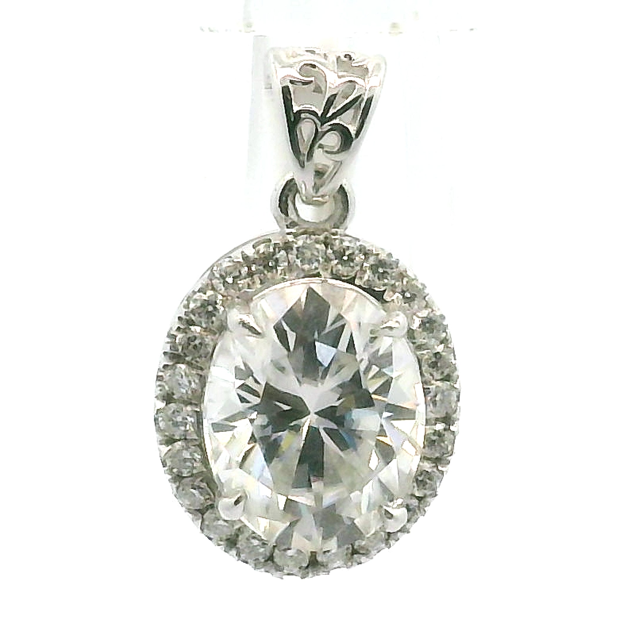 White Moissanite Pavé Pendant .925 Silver for Enlightenment, Inner Peace & Spiritual Transformation