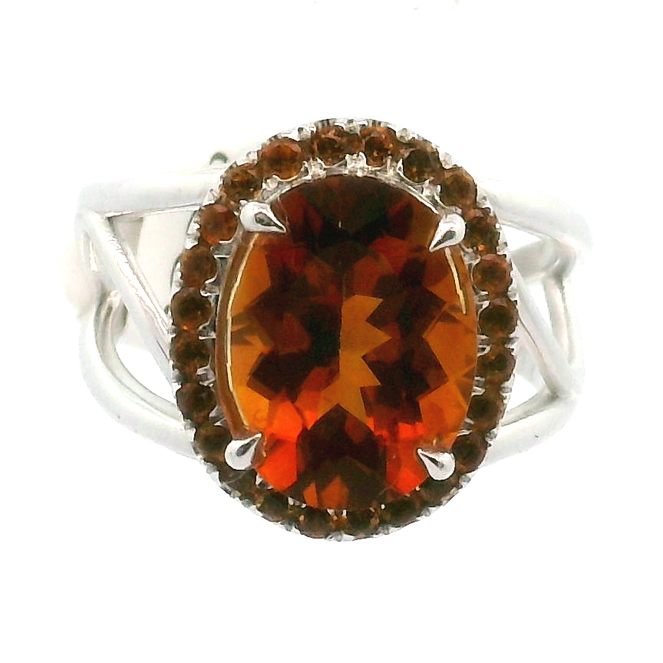 Citrine Pavé Cuff Ring .925 Silver for Vitality and Manifesting Abundance