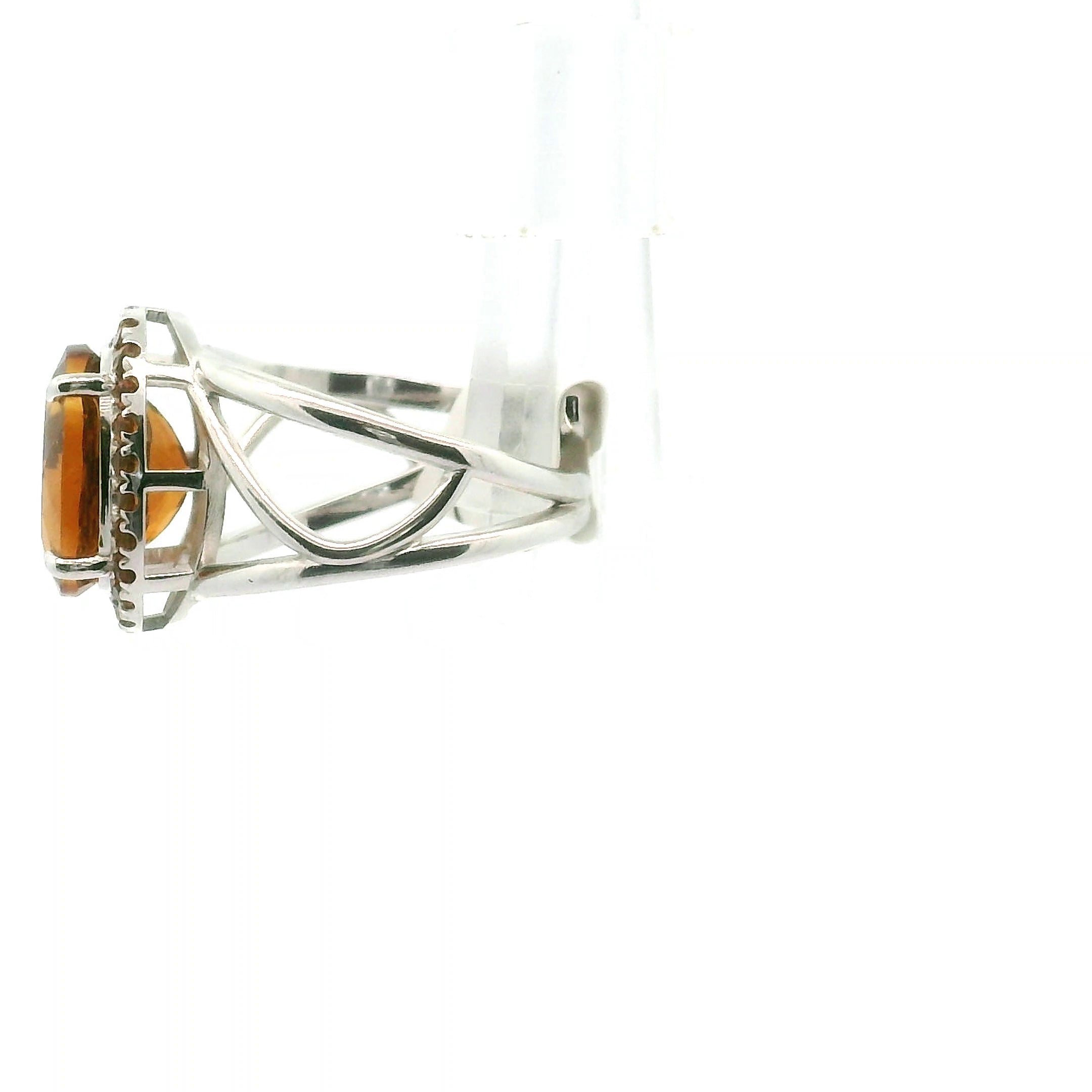 Citrine Pavé Cuff Ring .925 Silver for Vitality and Manifesting Abundance