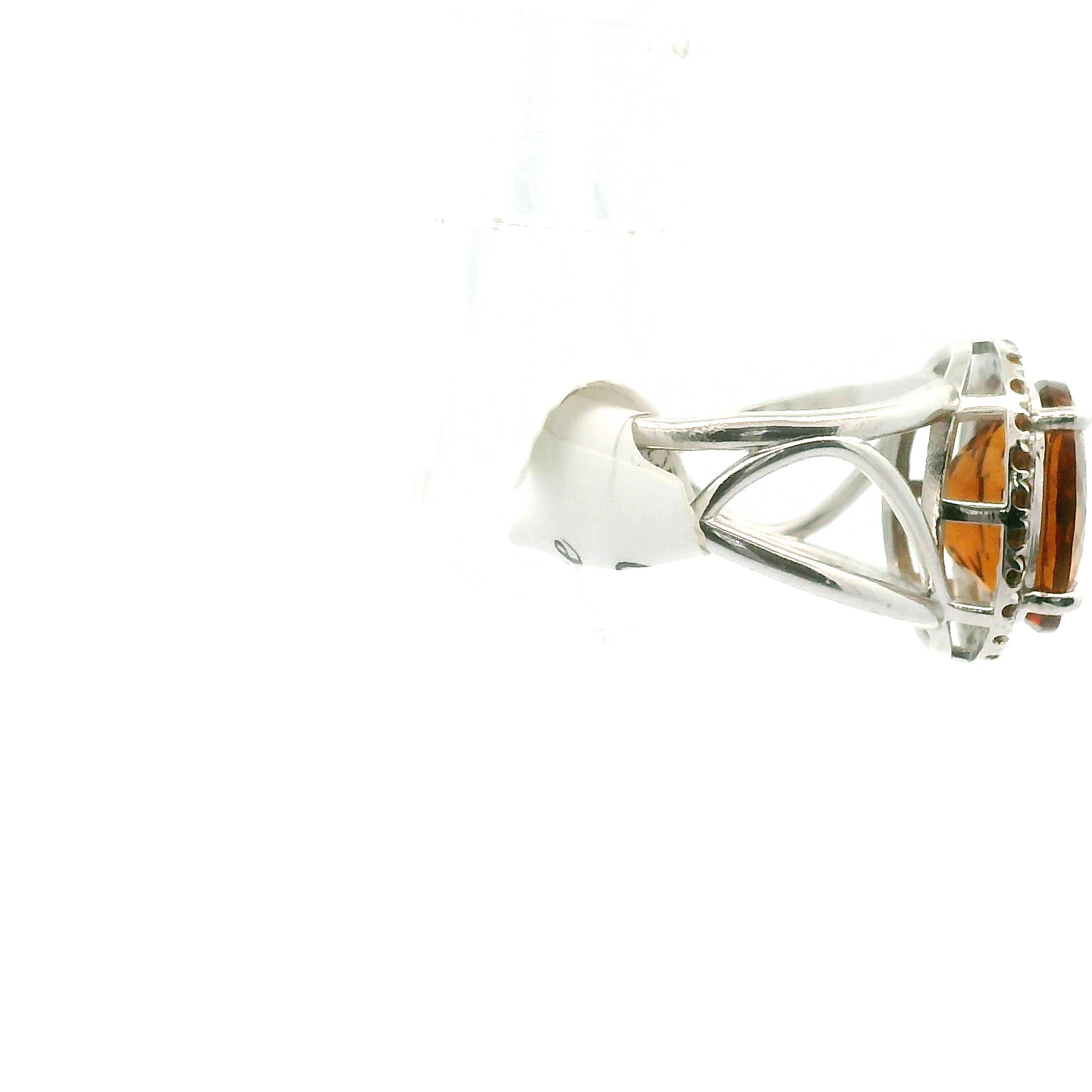 Citrine Pavé Cuff Ring .925 Silver for Vitality and Manifesting Abundance