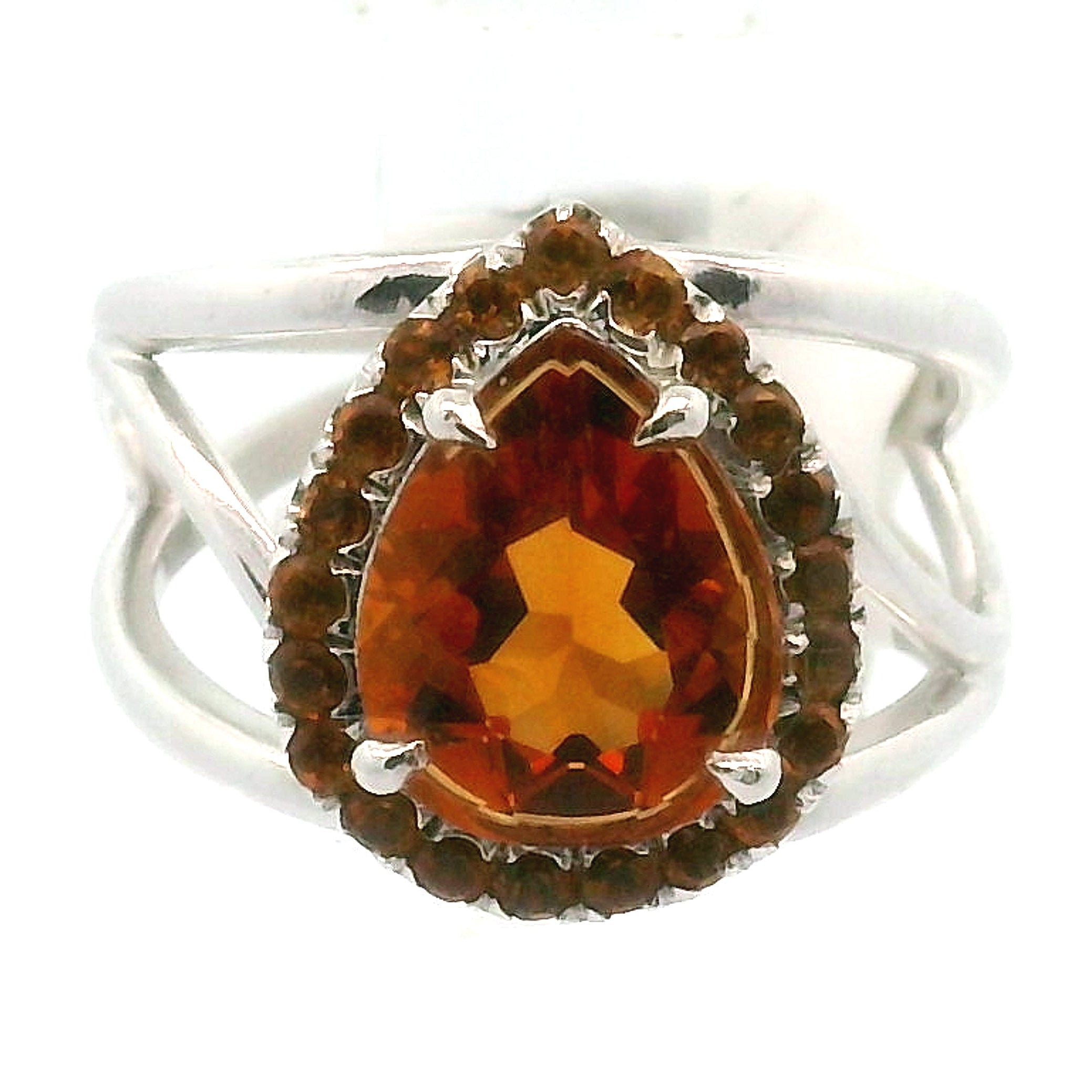 Citrine Pavé Cuff Ring .925 Silver for Vitality and Manifesting Abundance