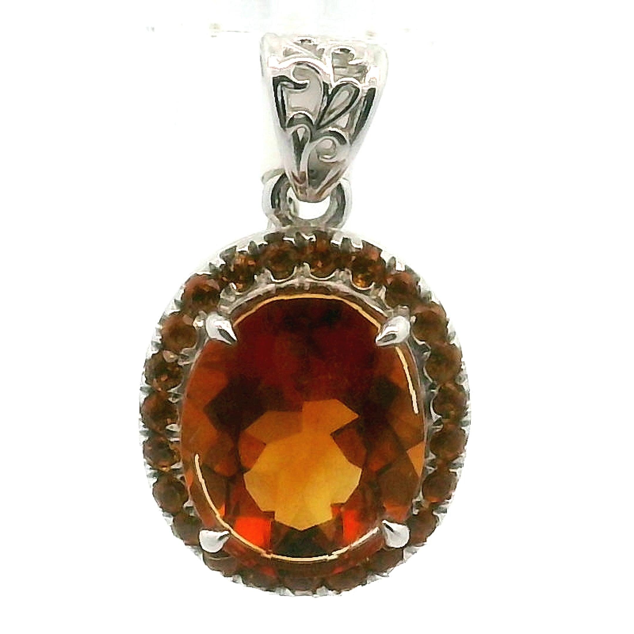 Citrine Pavé Pendant .925 Silver for Vitality and Manifesting Abundance