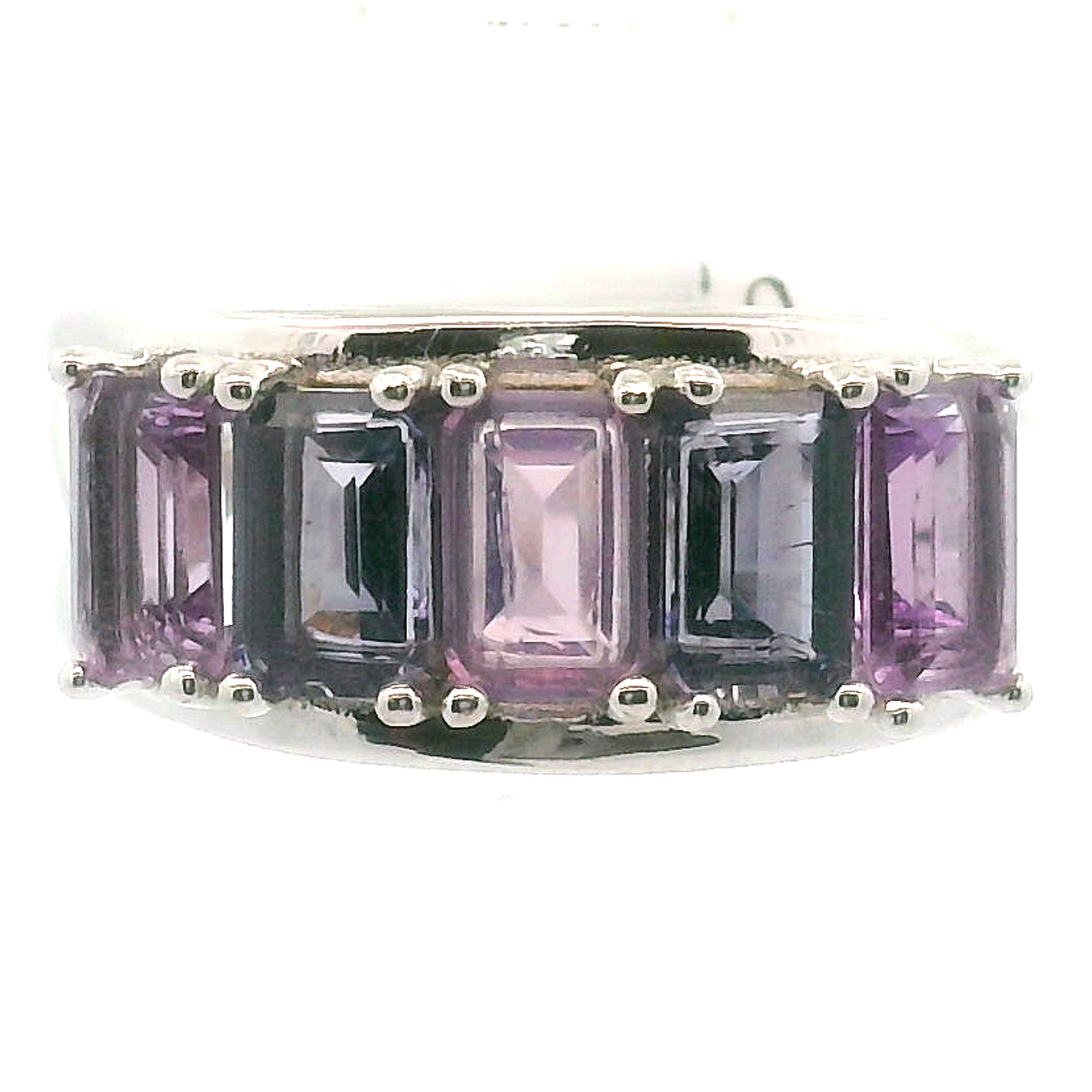 Multi Stone Emerald Cut Stacker Cuff Ring .925 Silver for Healing, Intention Setting and Manifesting your Desires