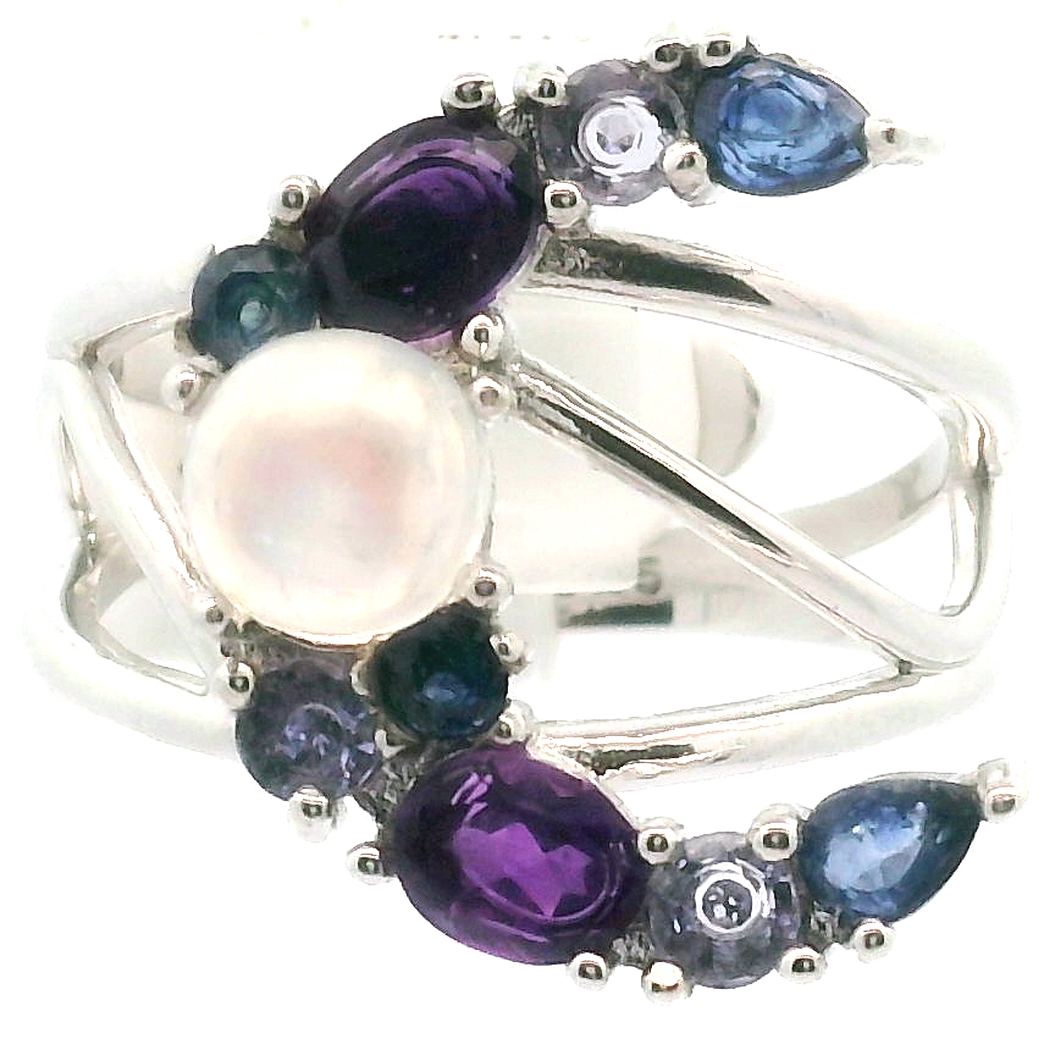 Moon Cuff Ring .925 Silver for Higher Levels of Awareness, Peaceful Communication and Clarity