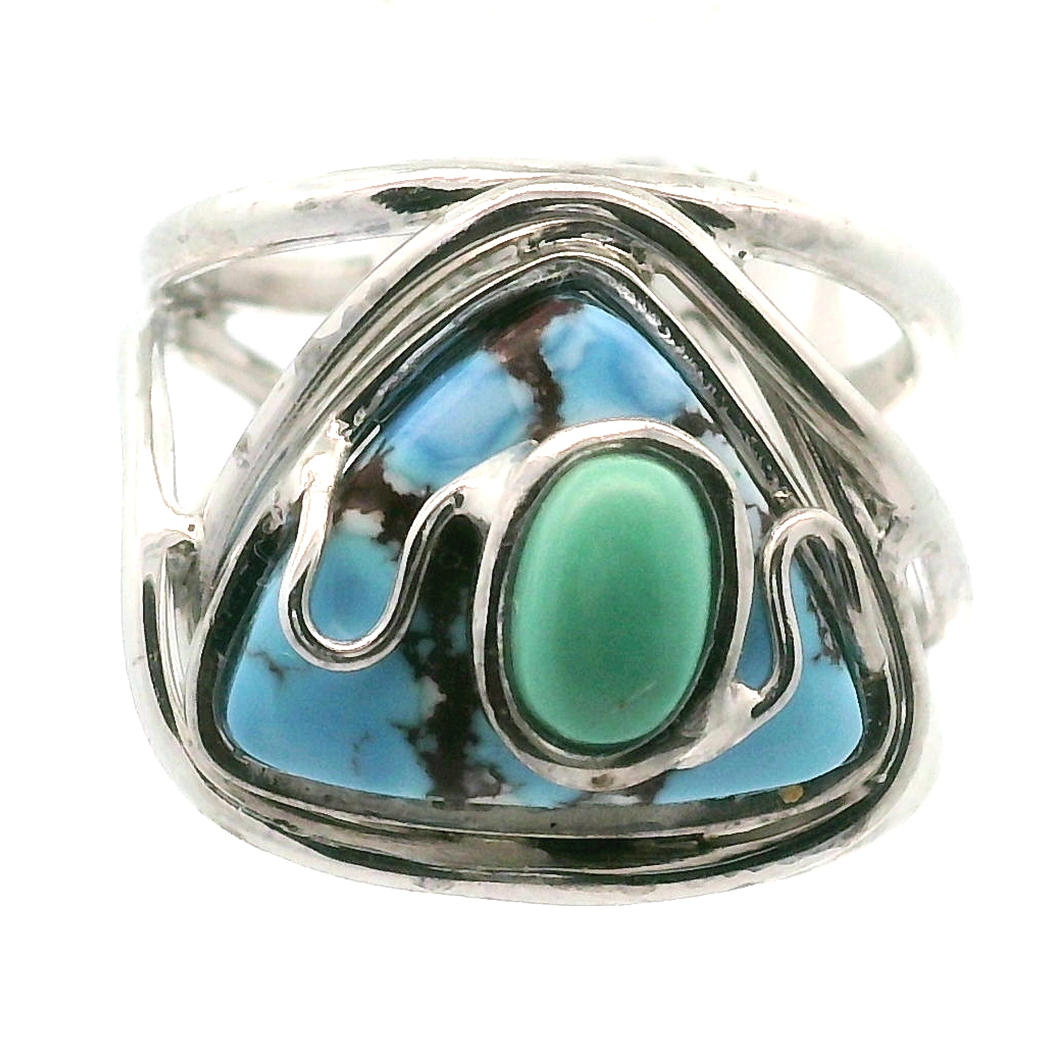 Golden Hill Turquoise Cuff Ring for Good Luck, Prosperity and Protection