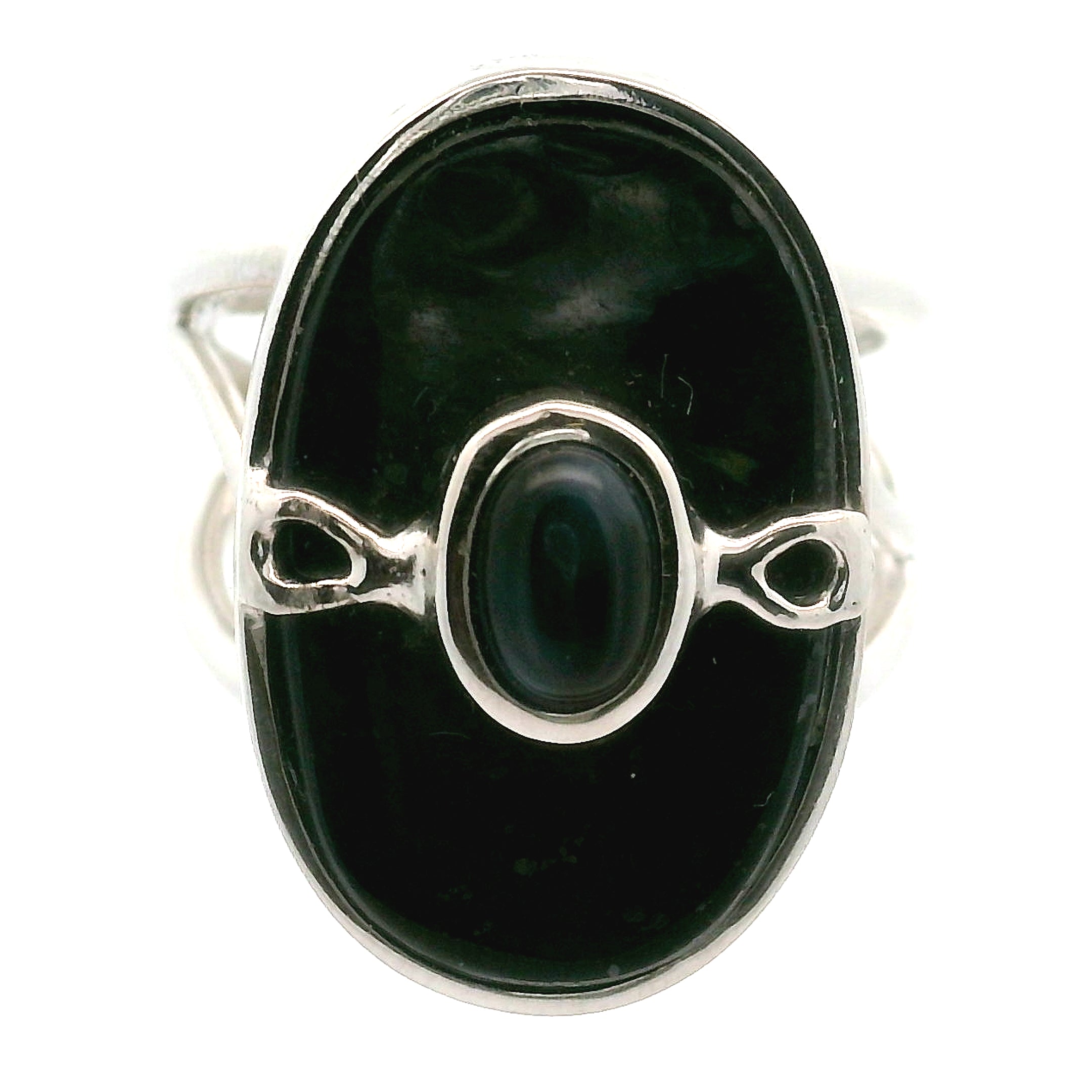 Nuummite with Pietersite Cuff Ring .925 Silver for Awareness, Communication and Meditation