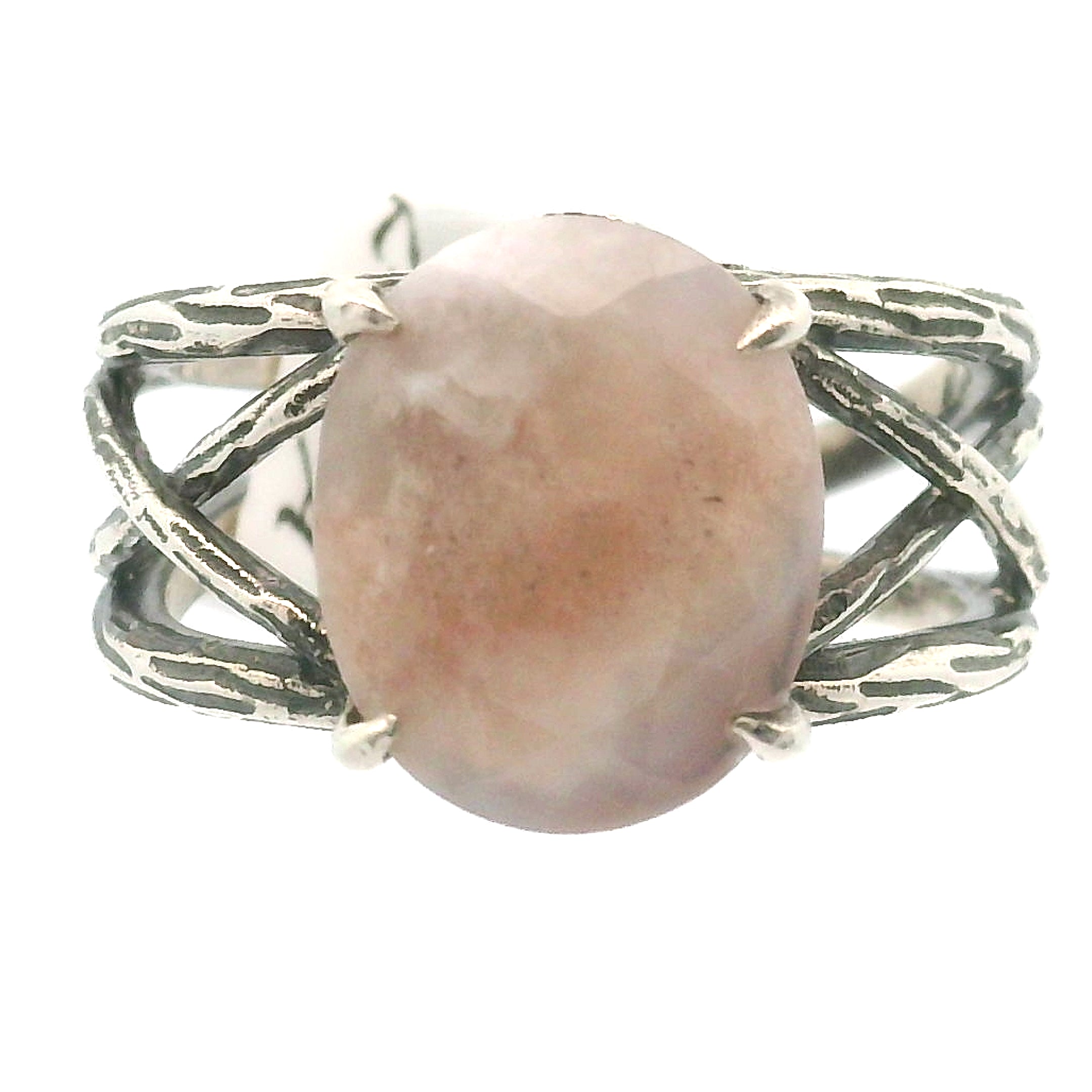 Bad Witch Flower Agate Cuff Ring .925 Sterling Sliver for Empowering you to Blossom