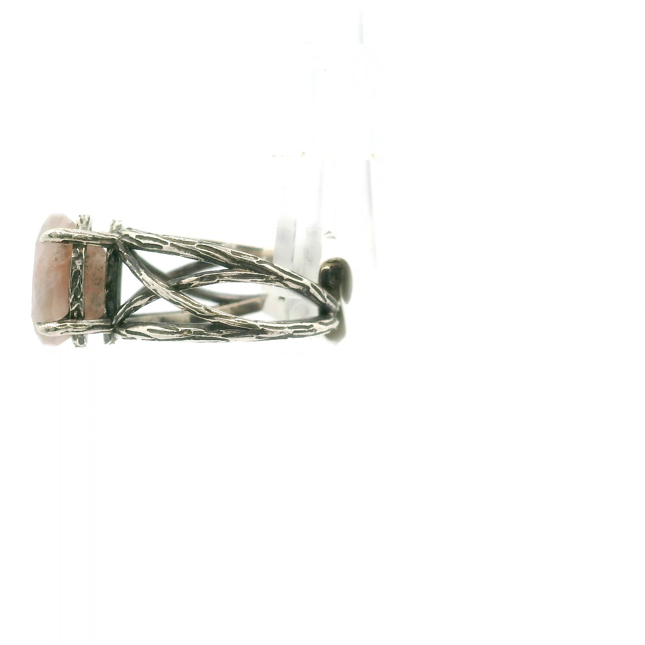 Bad Witch Flower Agate Cuff Ring .925 Sterling Sliver for Empowering you to Blossom