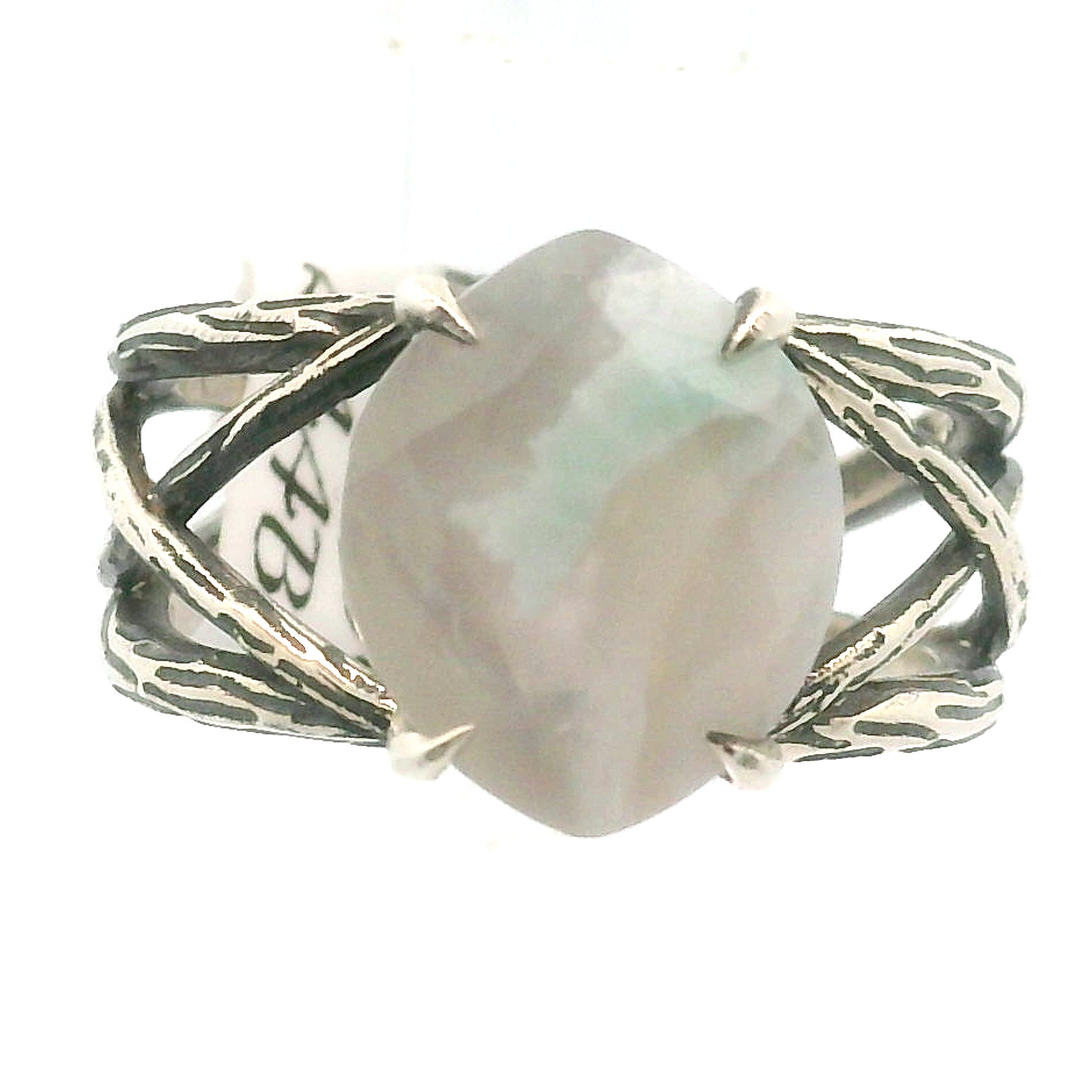Bad Witch Flower Agate Cuff Ring .925 Sterling Sliver for Empowering you to Blossom