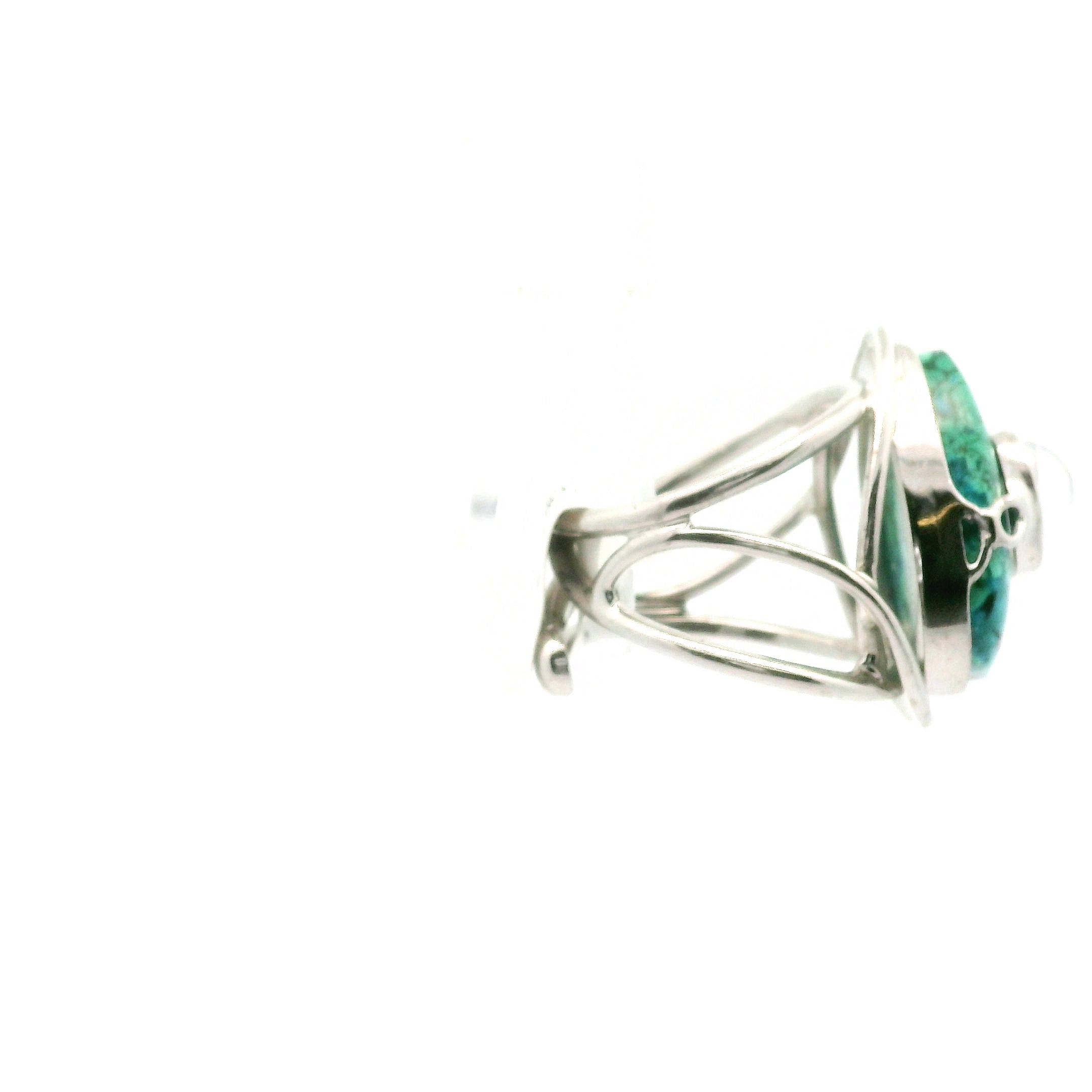 Malachola with Moonstone Cuff Ring .925 Silver for Abundance, Protection and Transformation