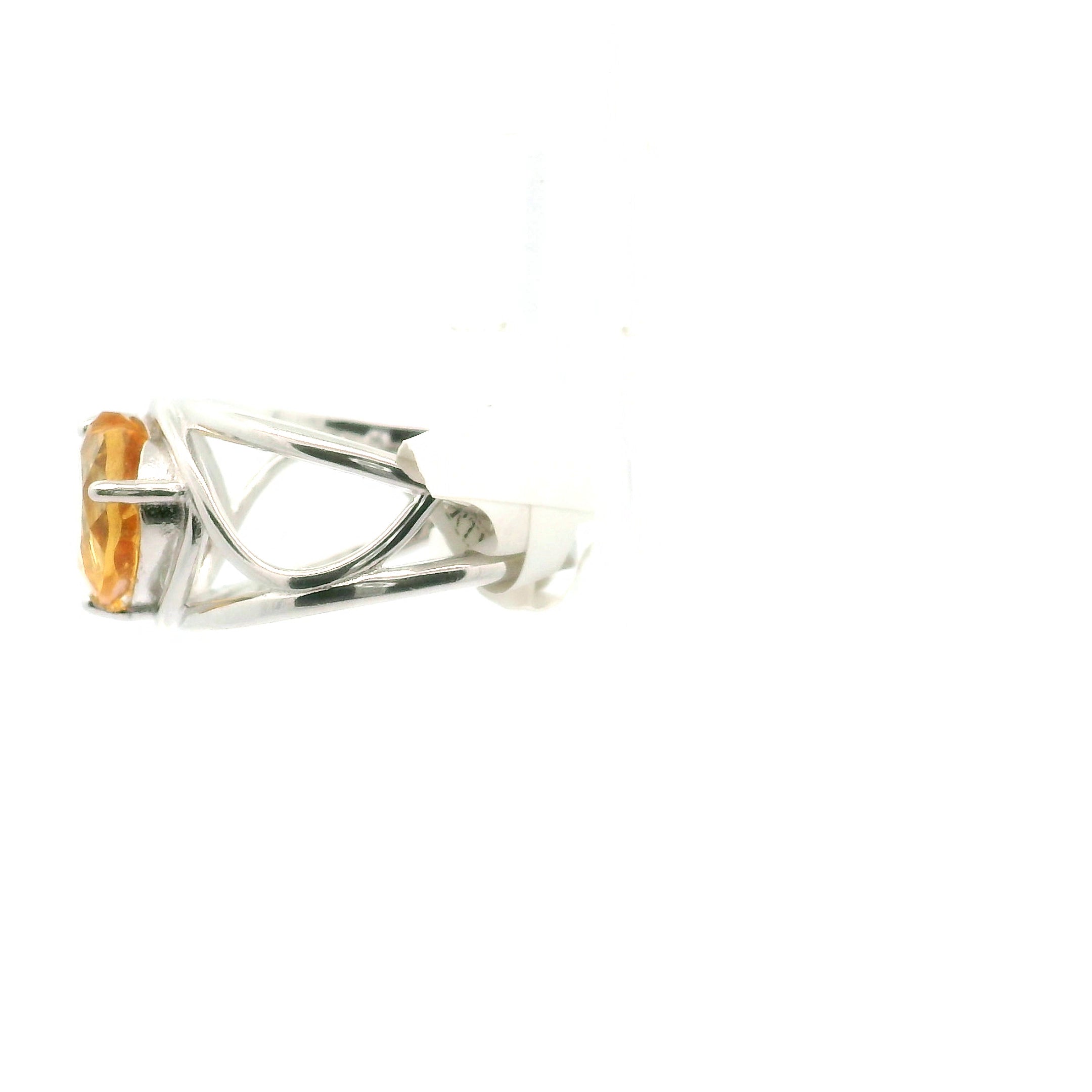 Citrine and Rhodolite Quartz Double Heart Cuff Ring .925 Silver for Abundance and Emotional Healing