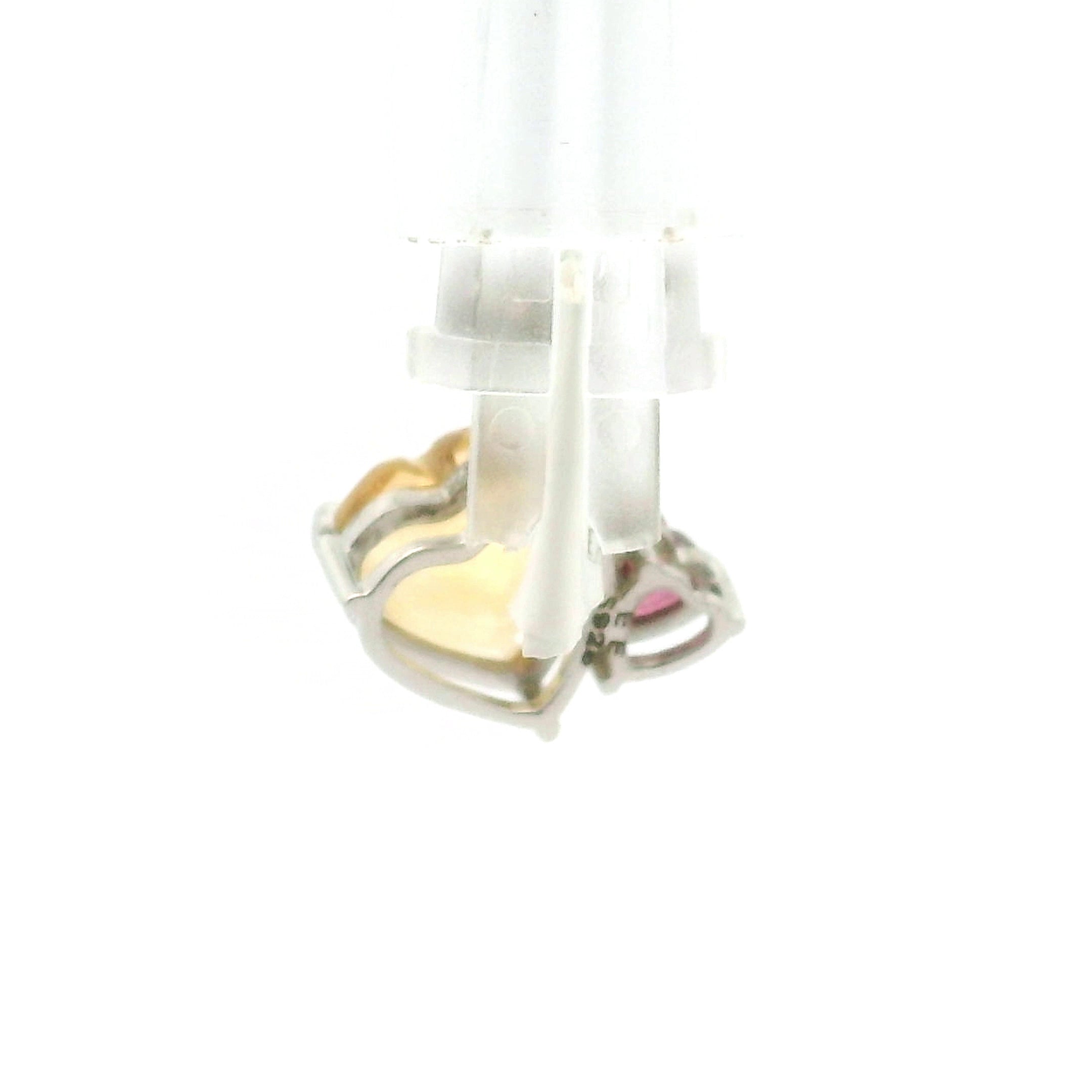 Citrine and Rhodolite Quartz Double Heart Pendant .925 Silver for Abundance and Emotional Healing