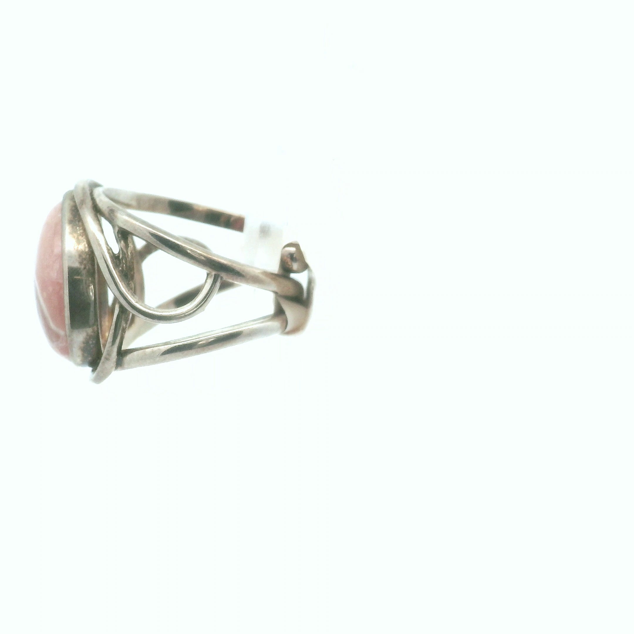 Rhodochrosite Cuff Ring .925 Silver for Emotional and Trauma Healing