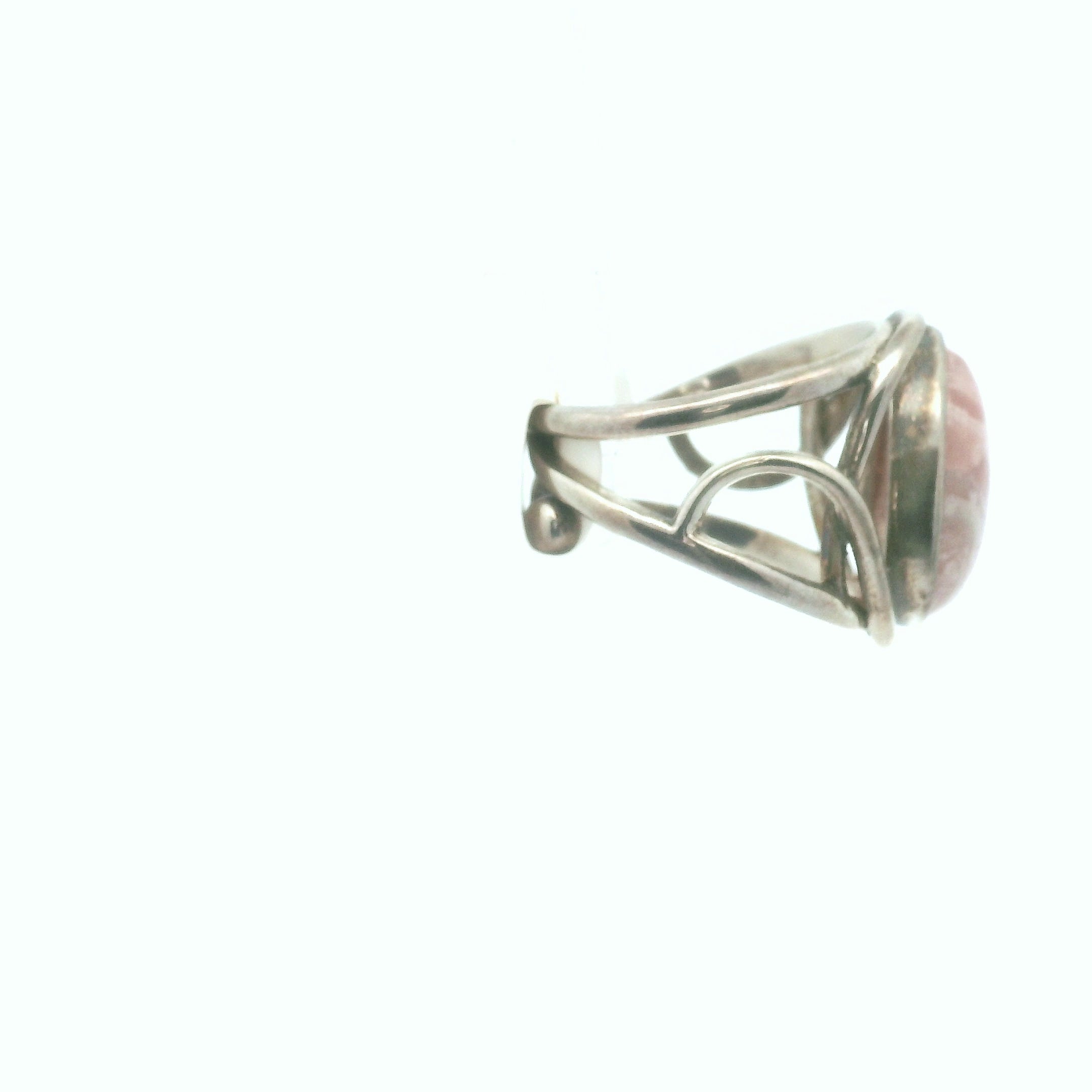 Rhodochrosite Cuff Ring .925 Silver for Emotional and Trauma Healing