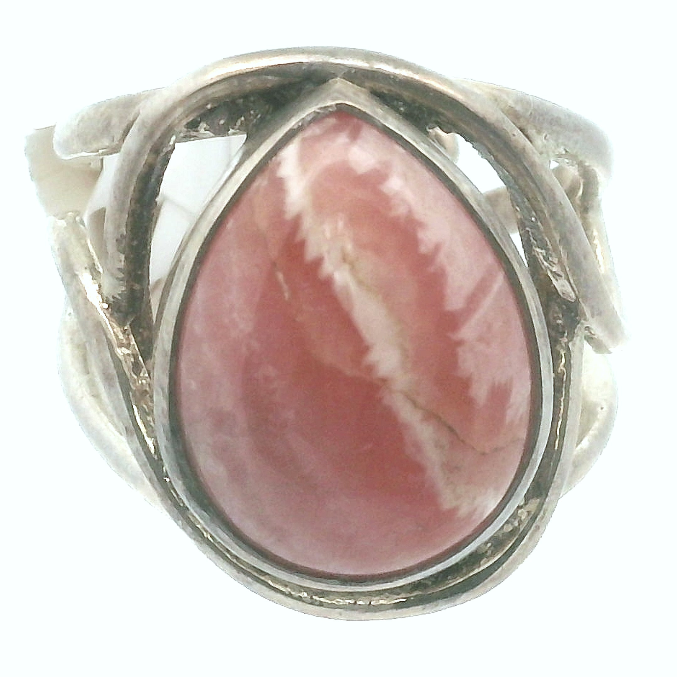 Rhodochrosite Cuff Ring .925 Silver for Emotional and Trauma Healing