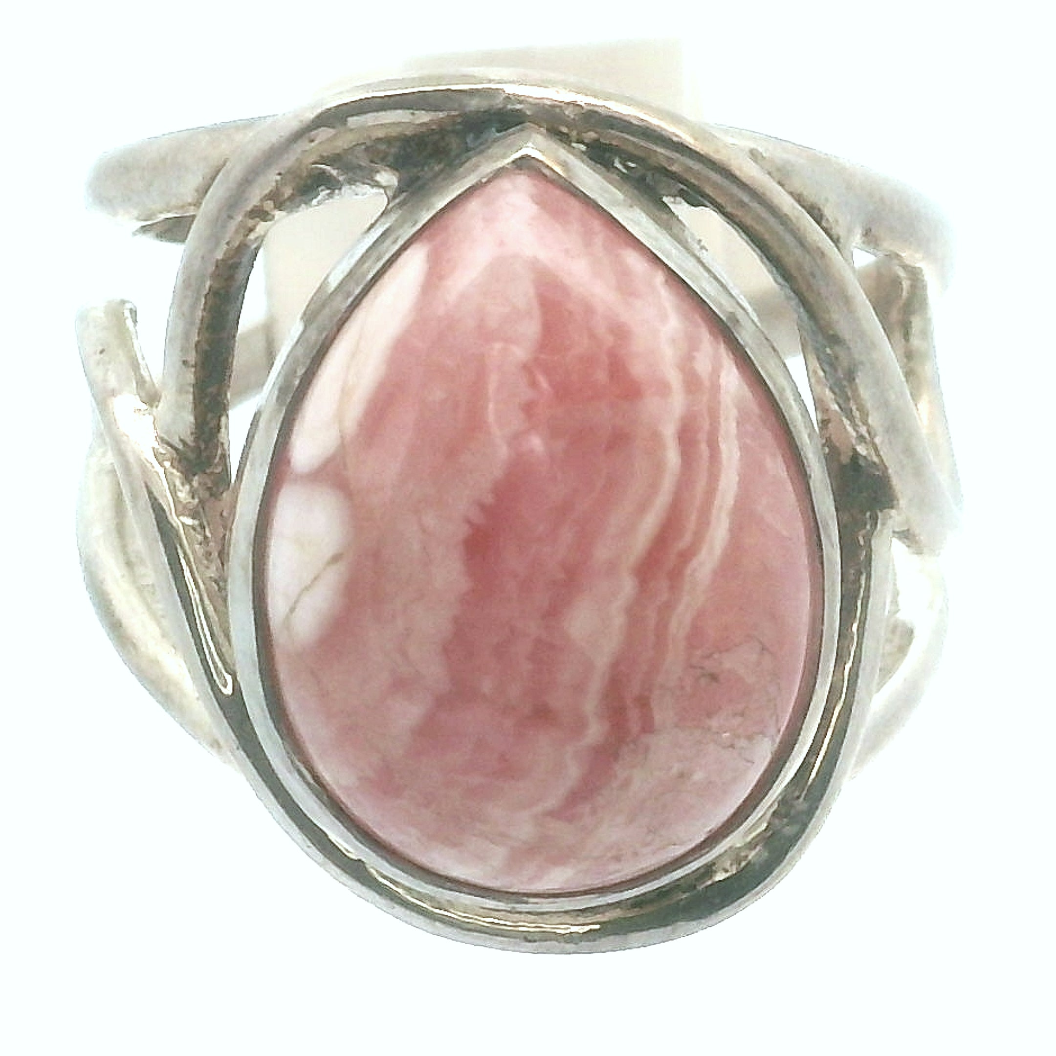 Rhodochrosite Cuff Ring .925 Silver for Emotional and Trauma Healing