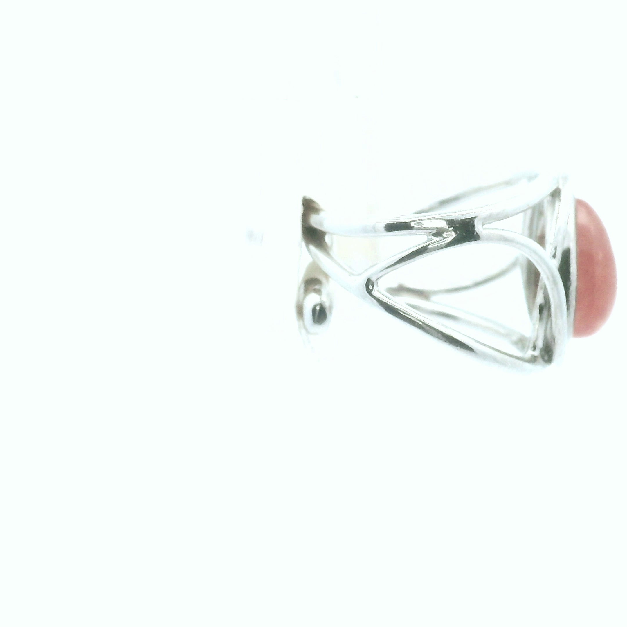 Gel Rhodochrosite Cuff Ring .925 Silver for Emotional Healing, Loving Yourself and Following your Heart