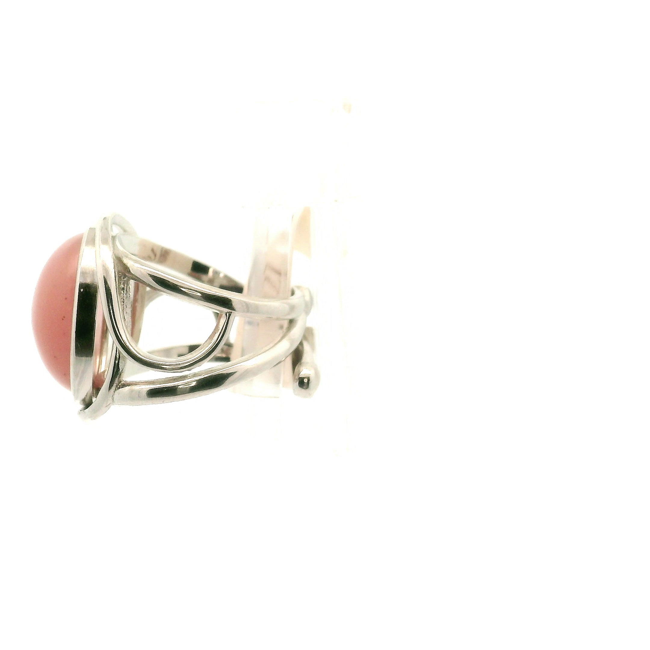 Guava Quartz Cuff Ring 925 Silver for Joy, Love and Empowerment