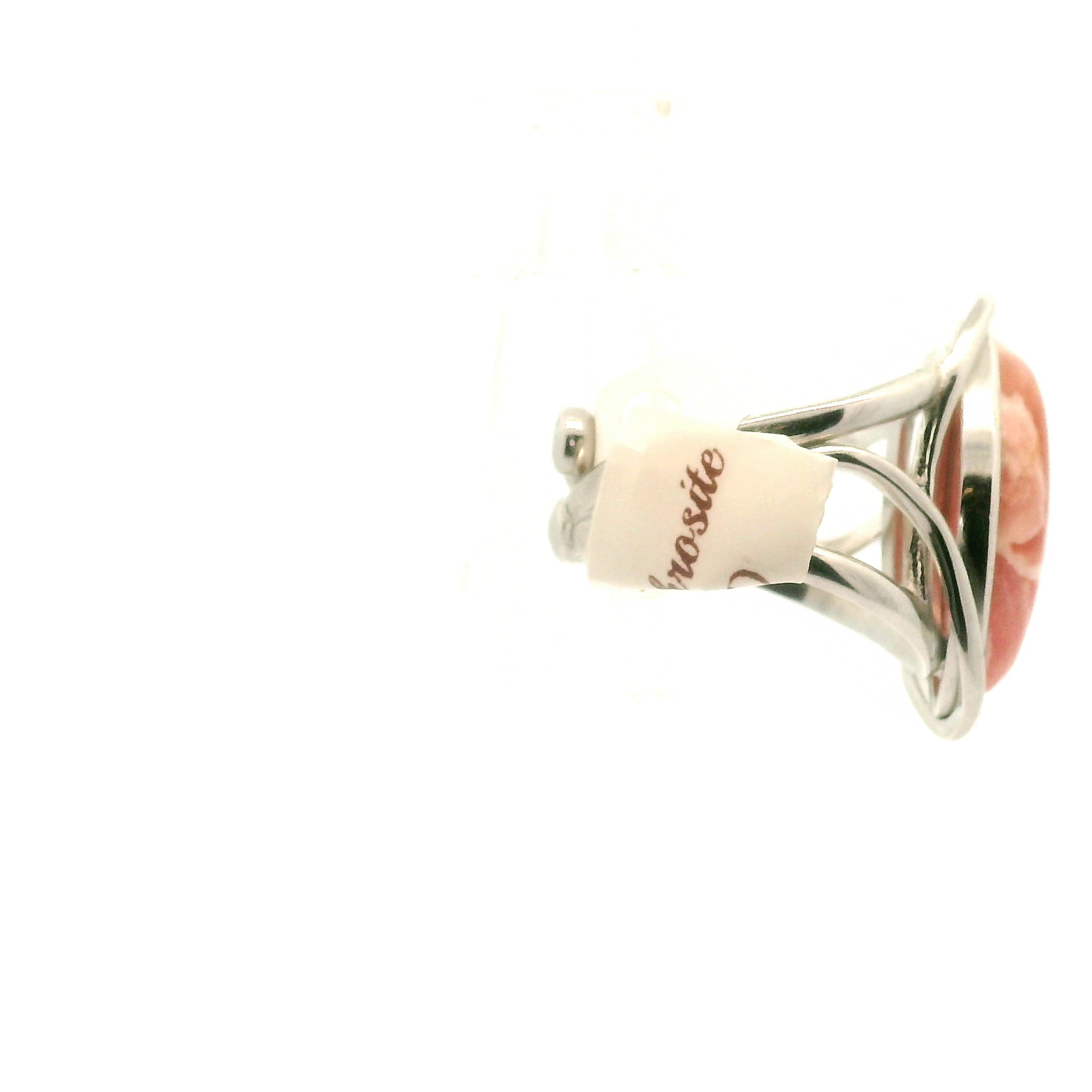Rhodochrosite Cuff Ring .925 Silver for Emotional and Trauma Healing