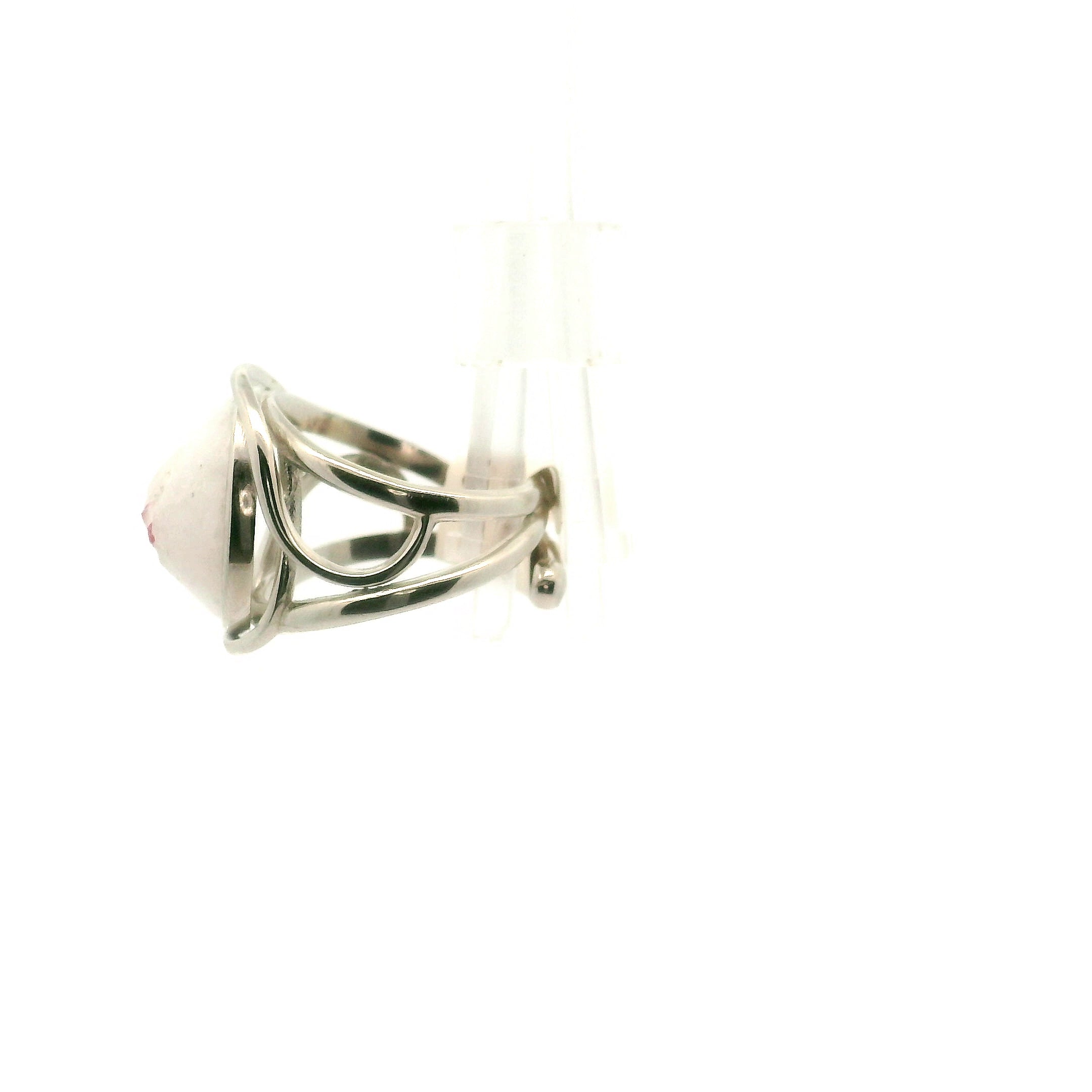 Pink Spinel on Matrix Cuff Ring .925 Silver for Emotional Healing, Love, Loyalty & Motivation