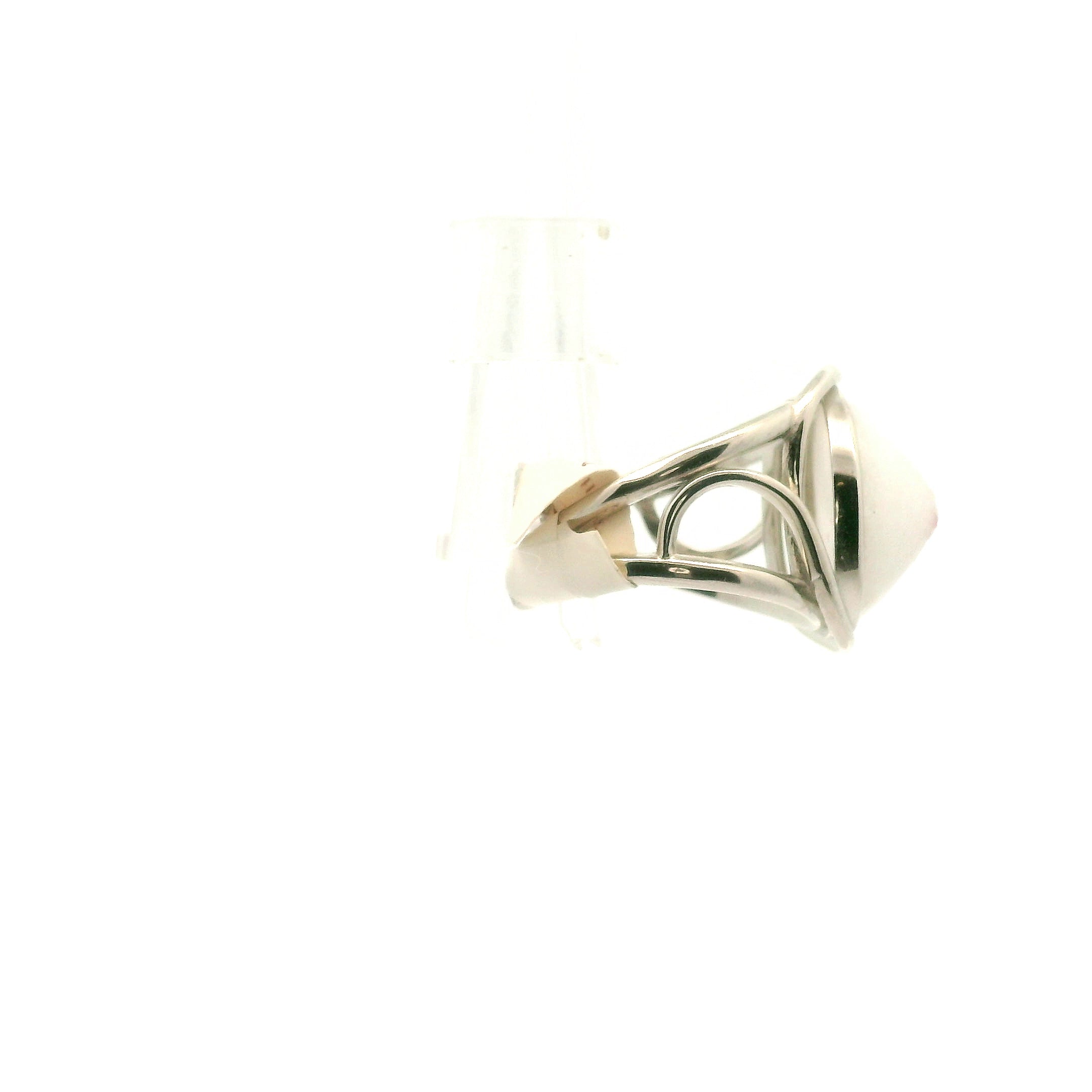 Pink Spinel on Matrix Cuff Ring .925 Silver for Emotional Healing, Love, Loyalty & Motivation