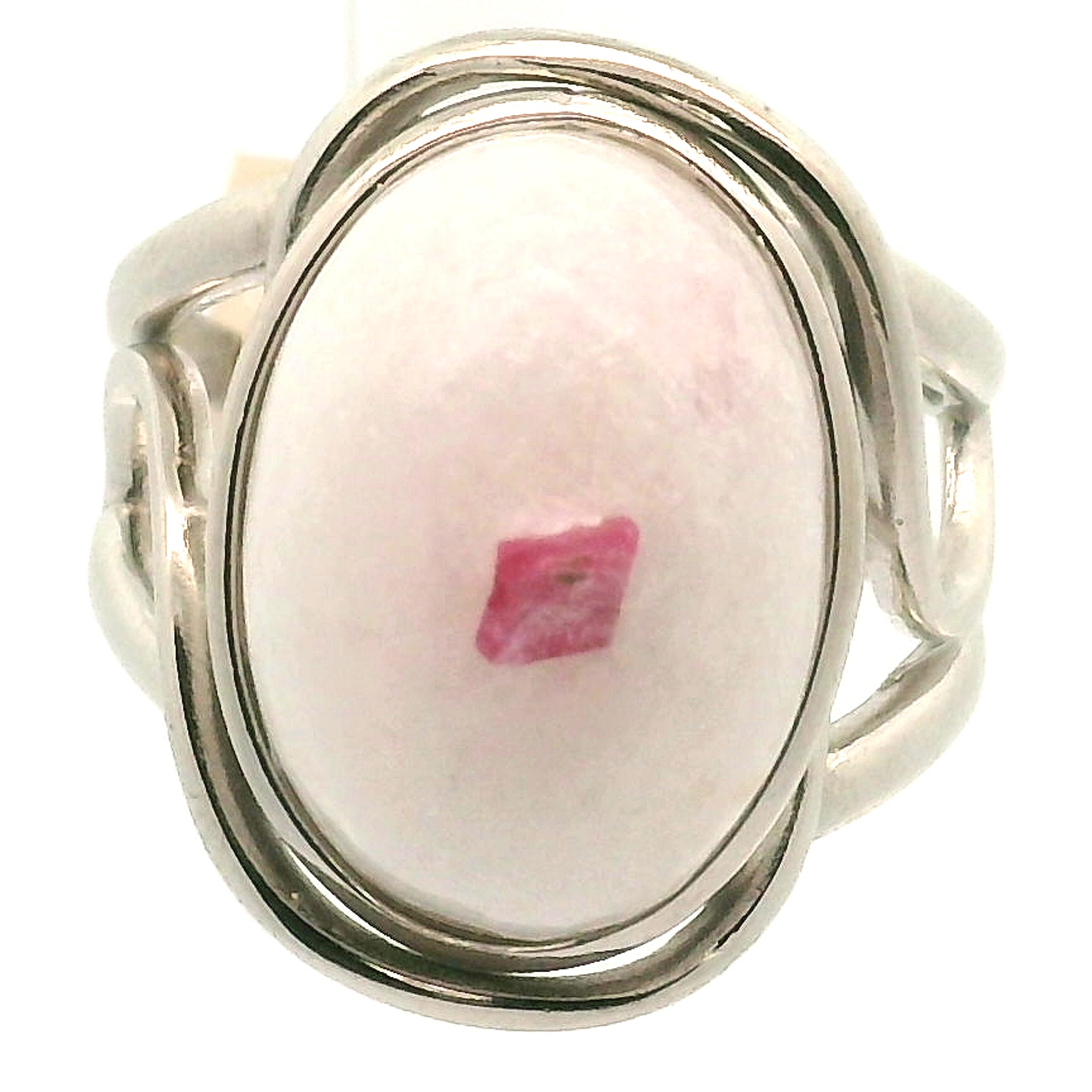 Pink Spinel on Matrix Cuff Ring .925 Silver for Emotional Healing, Love, Loyalty & Motivation