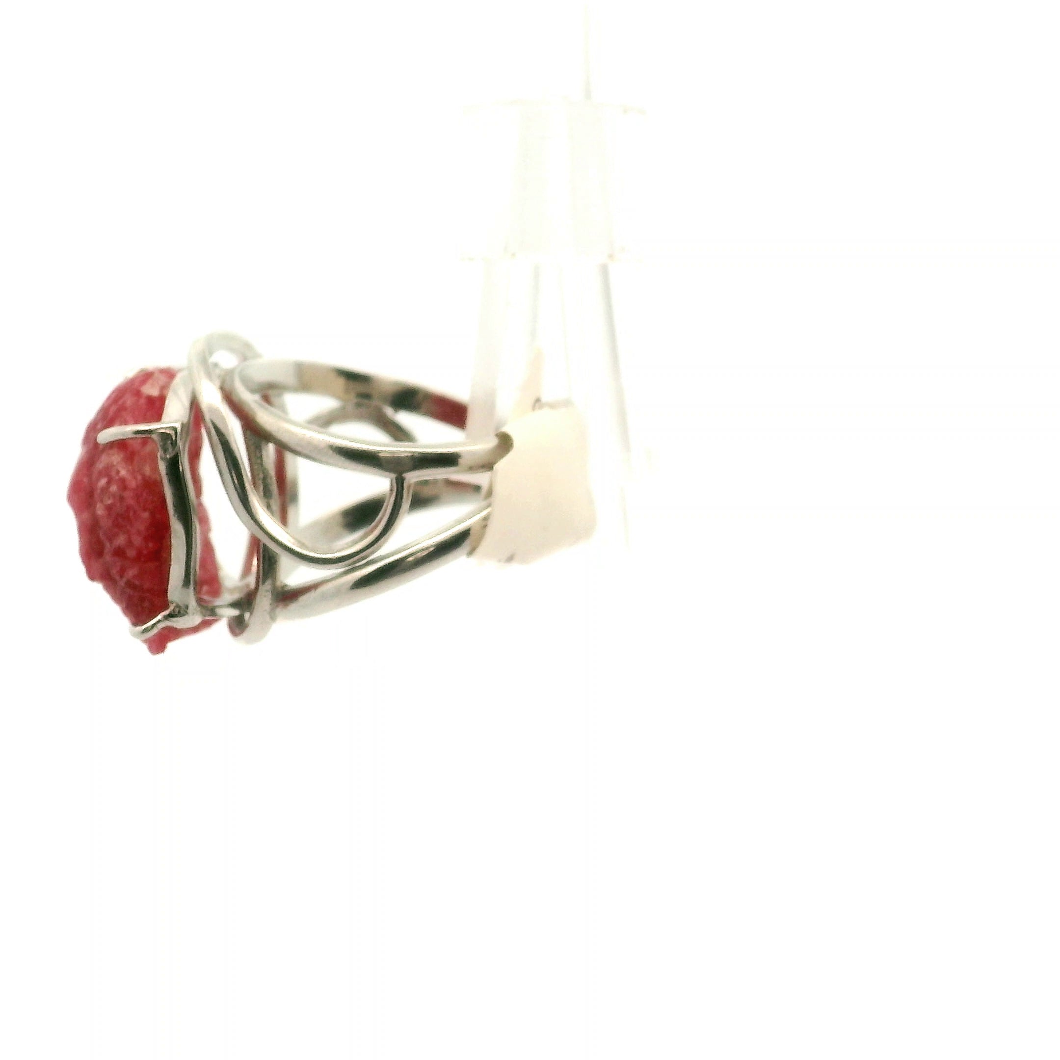 Rhodonite Native Spirit Cuff Ring Adjustable Ring .925 Sterling Silver for Attracting Love, Harmonizing Relationships and Knowing your Worth