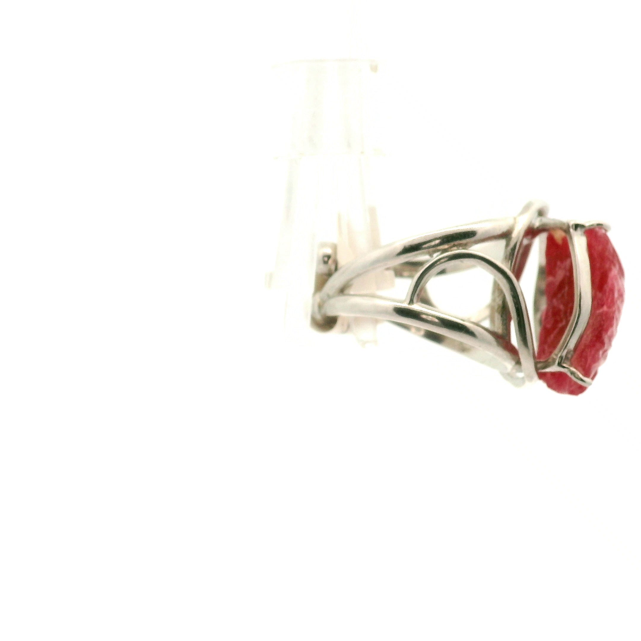 Rhodonite Native Spirit Cuff Ring Adjustable Ring .925 Sterling Silver for Attracting Love, Harmonizing Relationships and Knowing your Worth
