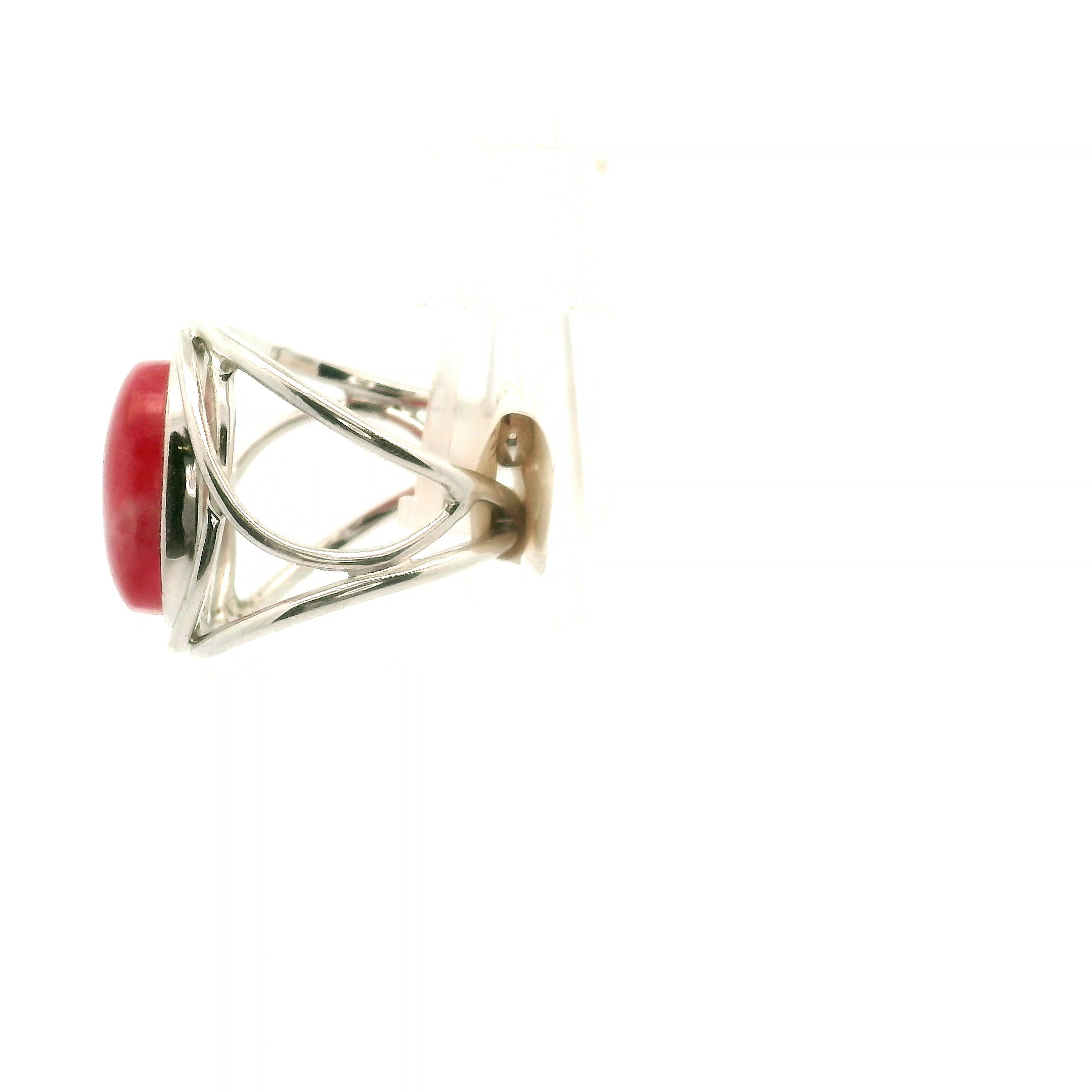 Gel Rhodonite Cuff Ring .925 Sterling Silver for Attracting Love, Harmonizing Relationships and Knowing your Worth
