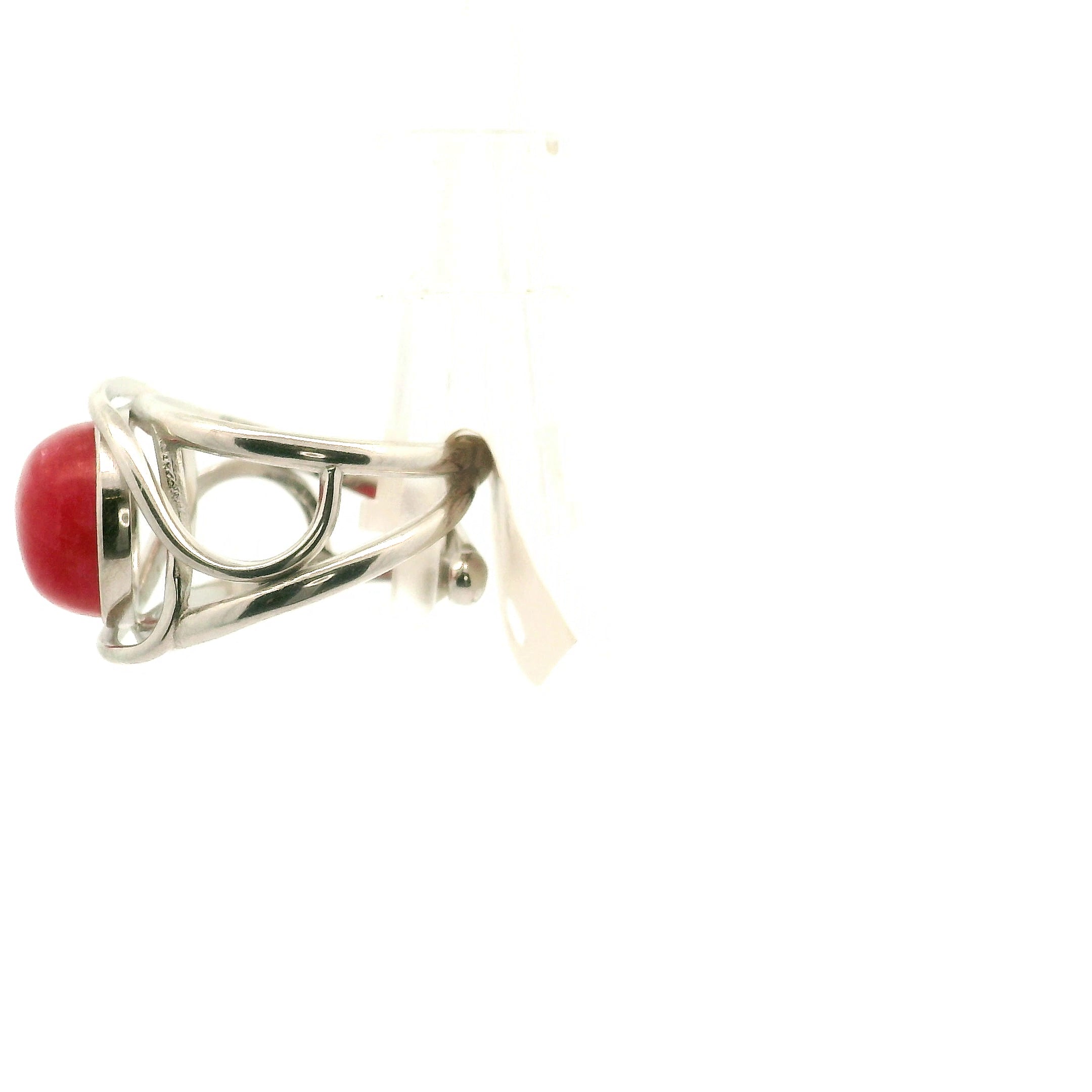 Gemmy Rhodonite Finger Cuff Adjustable Ring .925 Silver for Loving Yourself and Enhancing your Self-Worth
